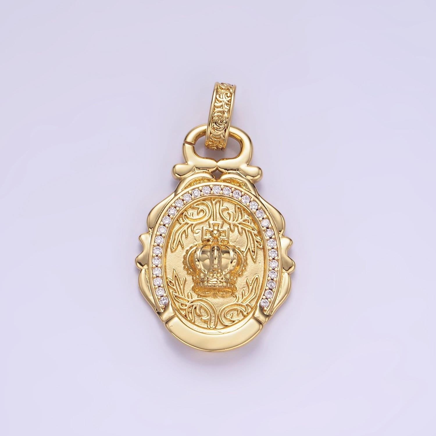 14k gold filled royal crown micro paved cz artisan rhondelle bail | aa-1245