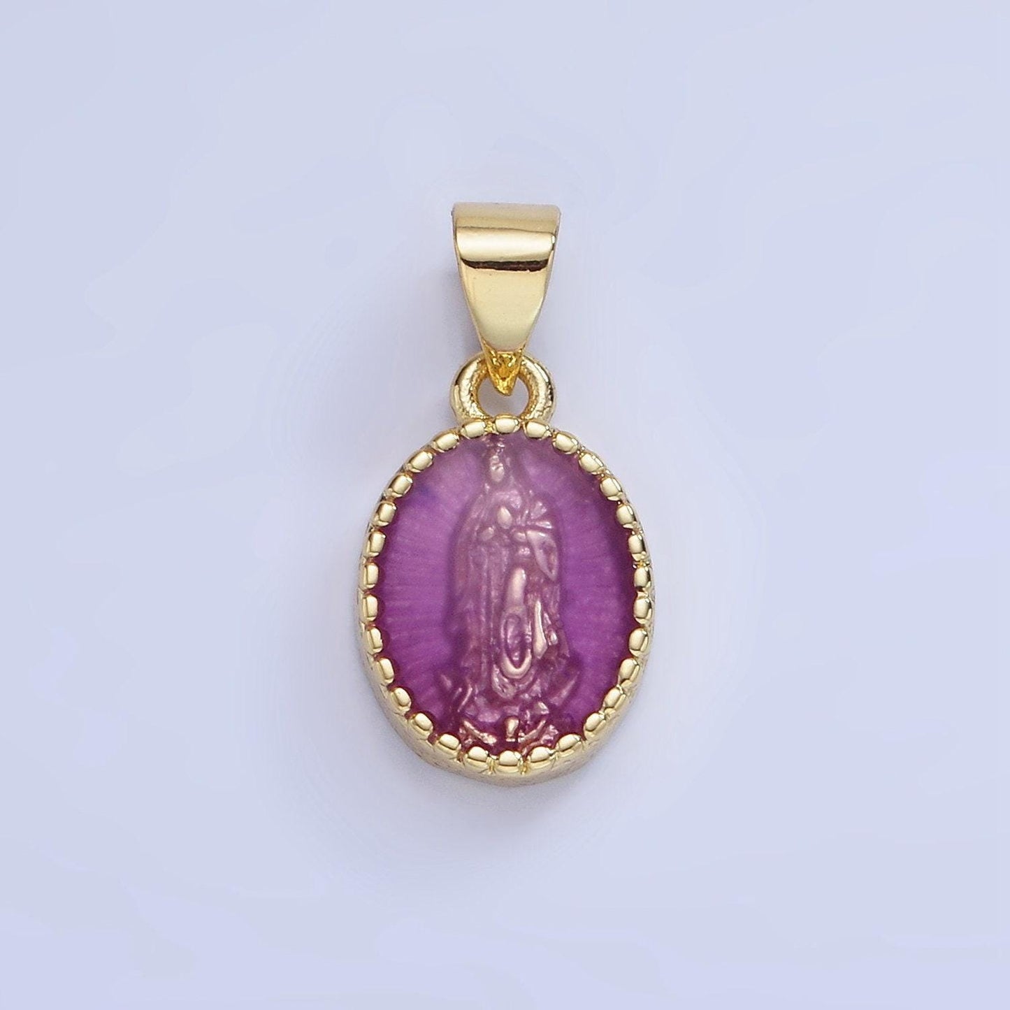 14k gold filled our lady of guadalupe charm virgin mary color resin pendant catholic bijoux oval religious charm | aa1239