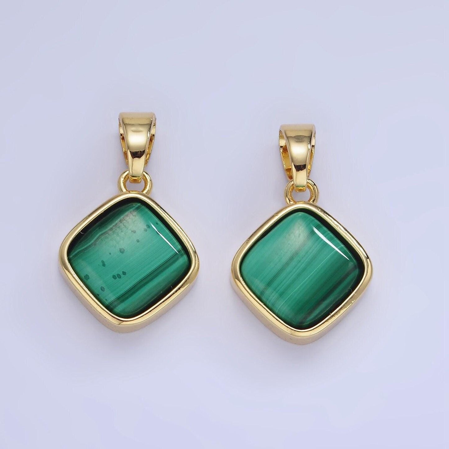 Dainty green malachite pendant necklace statement green gemstone charm for minimalist jewelry making supply aa1238