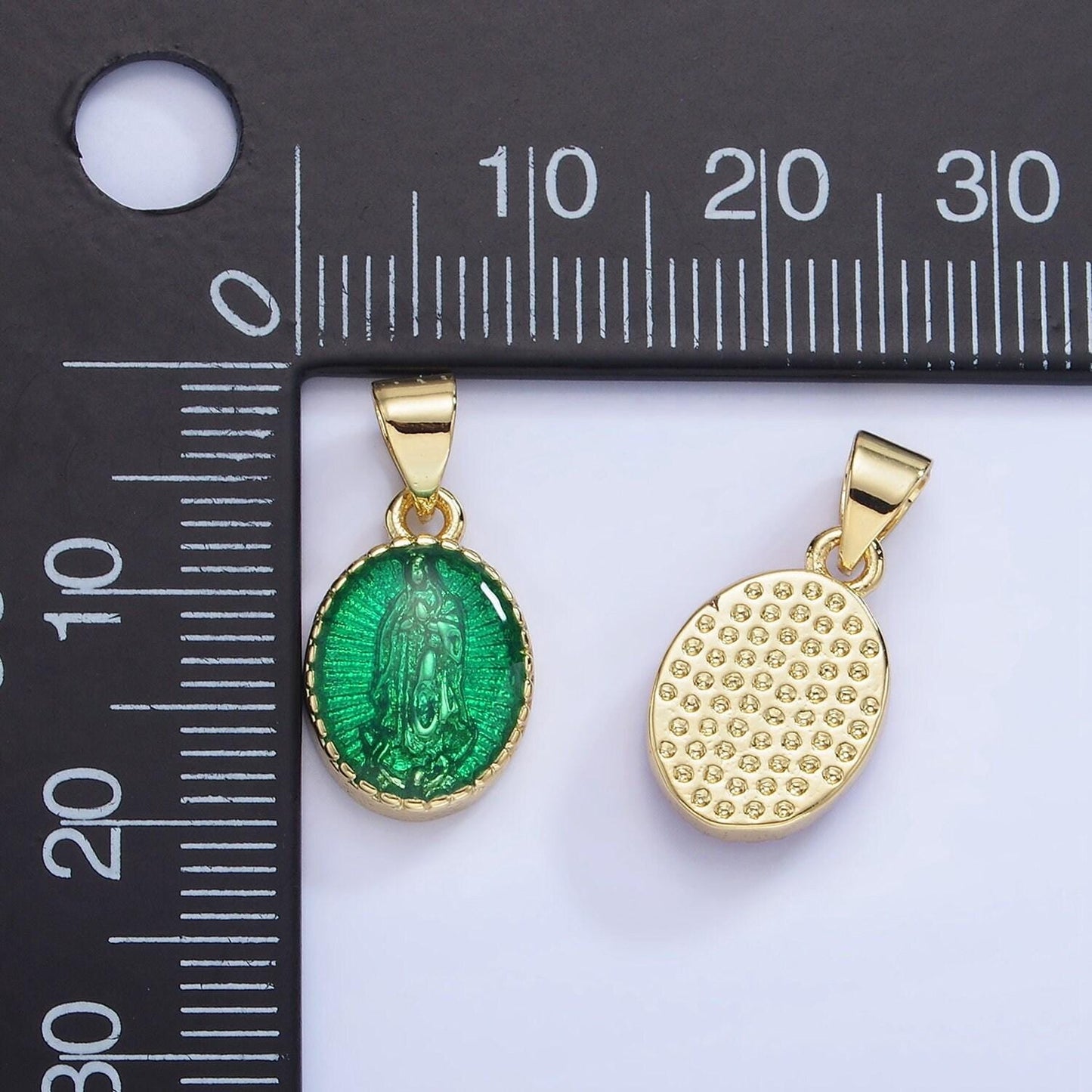 14k gold filled our lady of guadalupe charm virgin mary color resin pendant catholic bijoux oval religious charm | aa1239