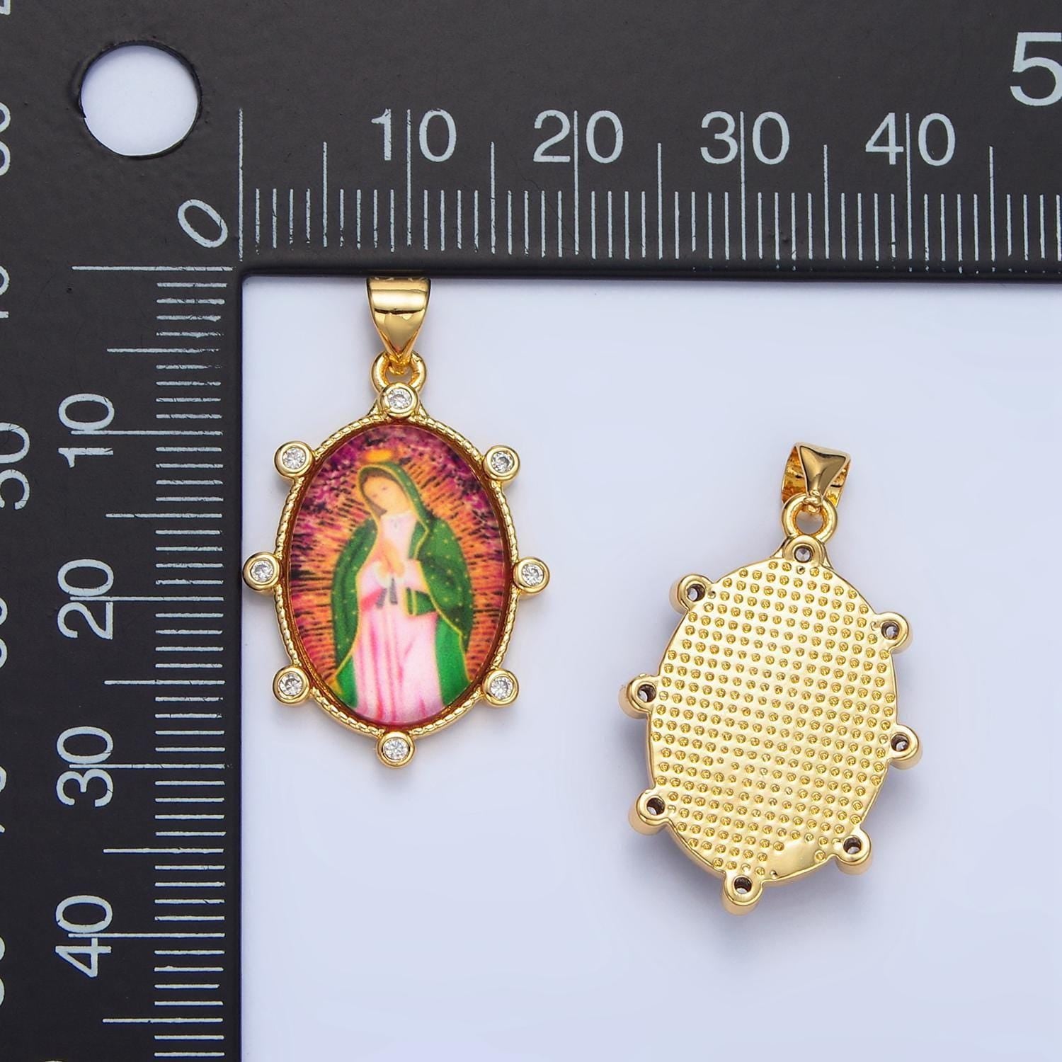 Dainty gold filled catholic medals virgin mary pendant our lady of guadalupe picture for necklace pendant medallion religious charm aa123
