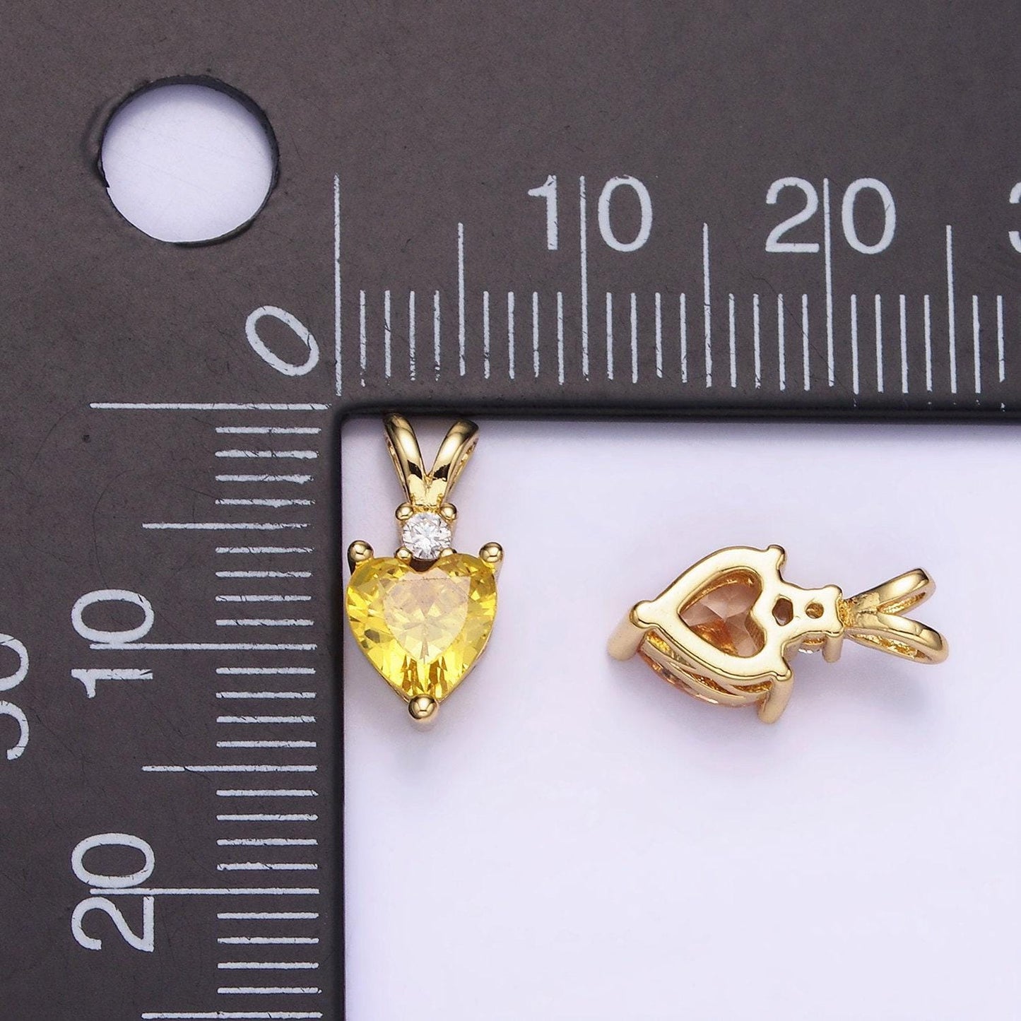 14k gold filled cz heart birthstone double bail pendant in gold & silver | aa-1219 - aa-1230