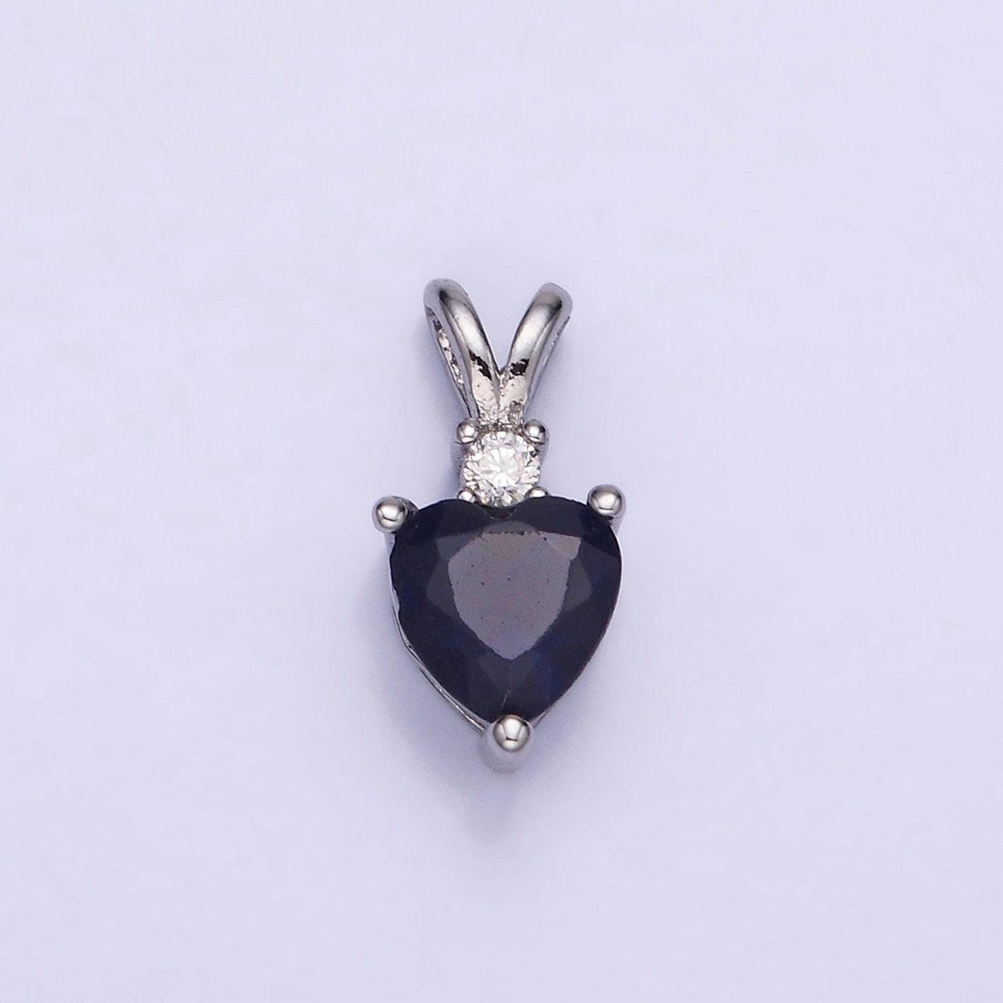14k gold filled cz heart birthstone double bail pendant in gold & silver | aa-1219 - aa-1230