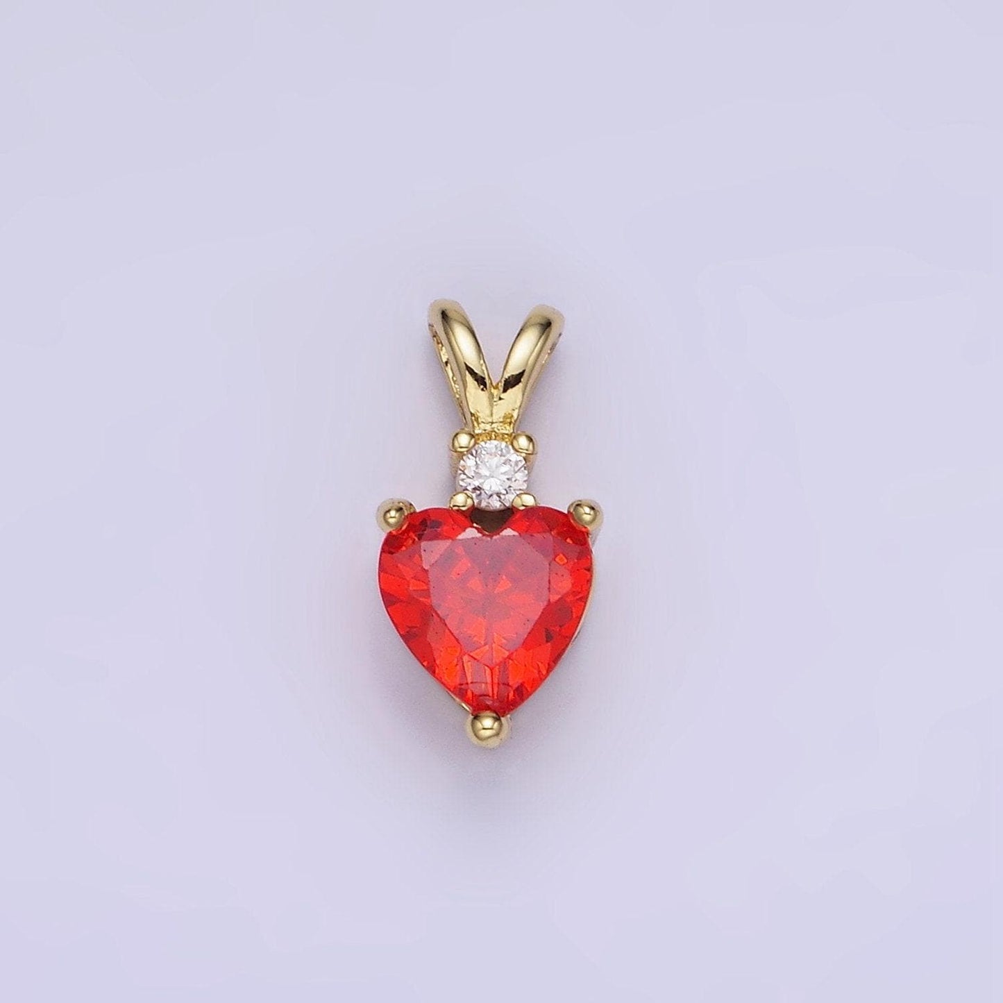 14k gold filled cz heart birthstone double bail pendant in gold & silver | aa-1219 - aa-1230