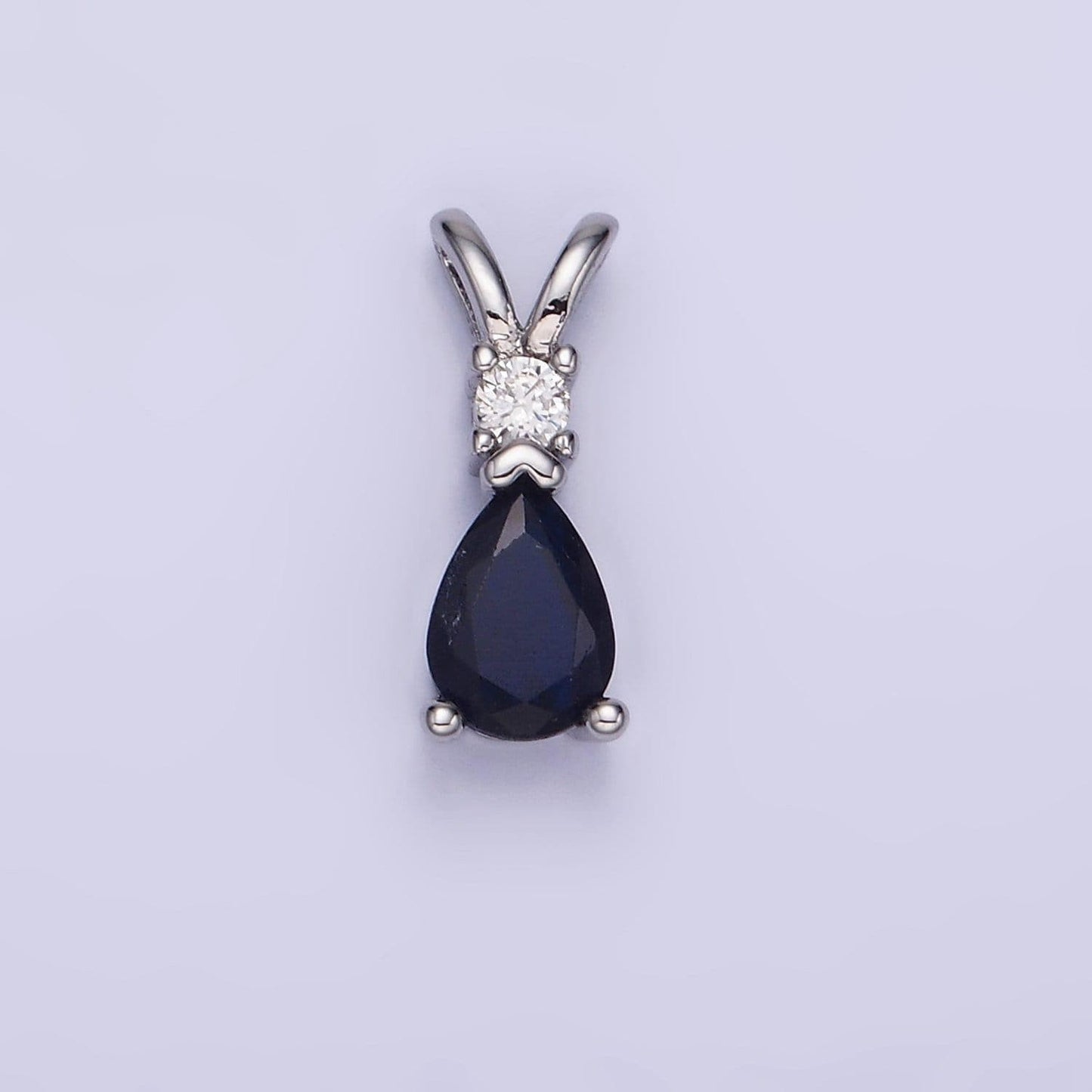14k gold filled cz teardrop birthstone double bail pendant in gold & silver | aa1207 - aa1218