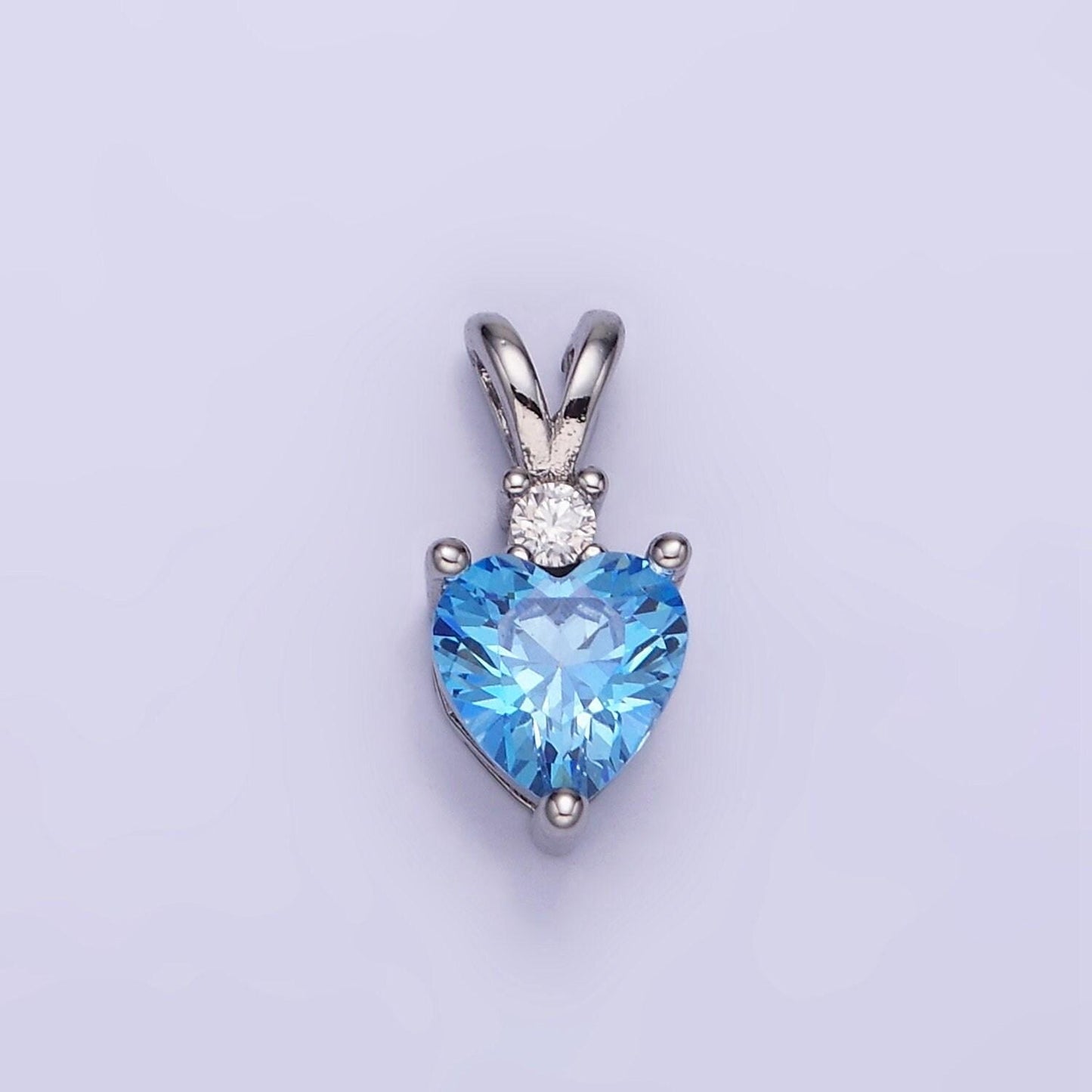 14k gold filled cz heart birthstone double bail pendant in gold & silver | aa-1219 - aa-1230