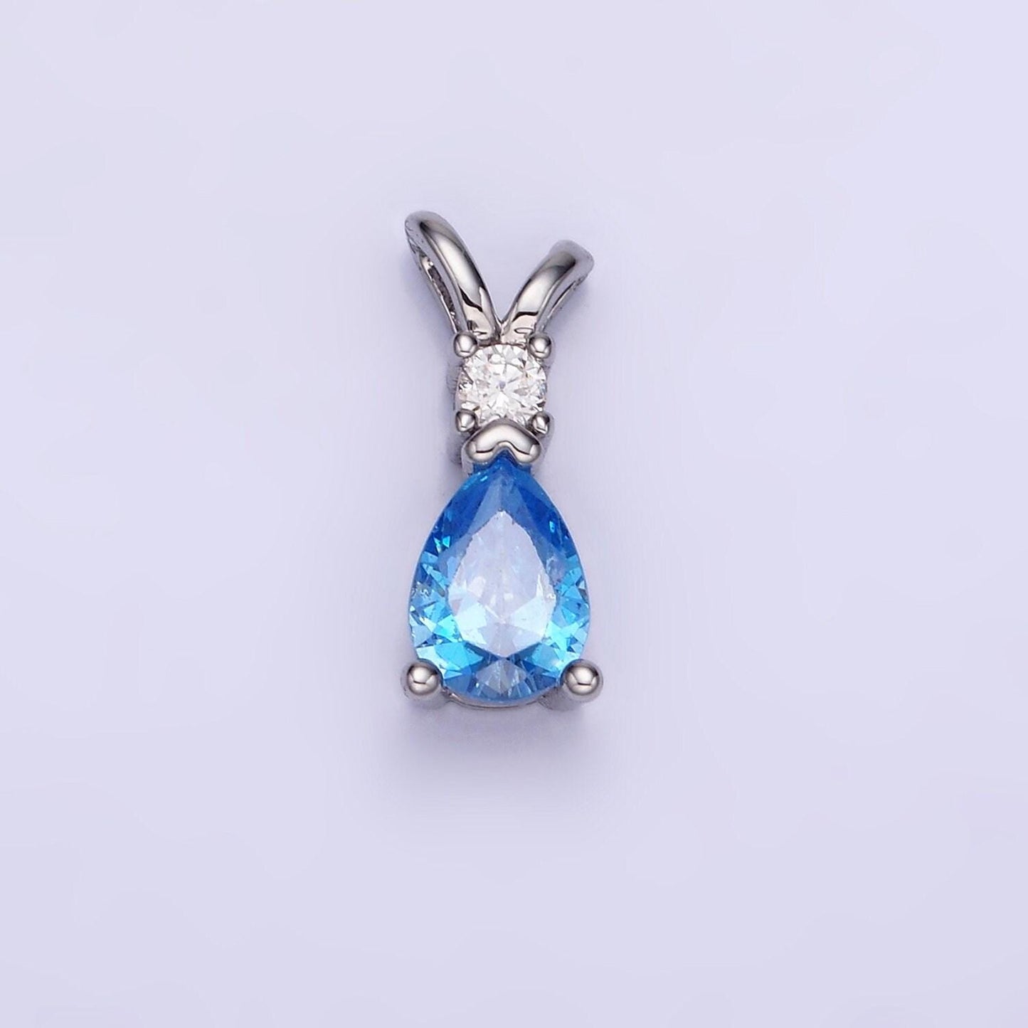 14k gold filled cz teardrop birthstone double bail pendant in gold & silver | aa1207 - aa1218