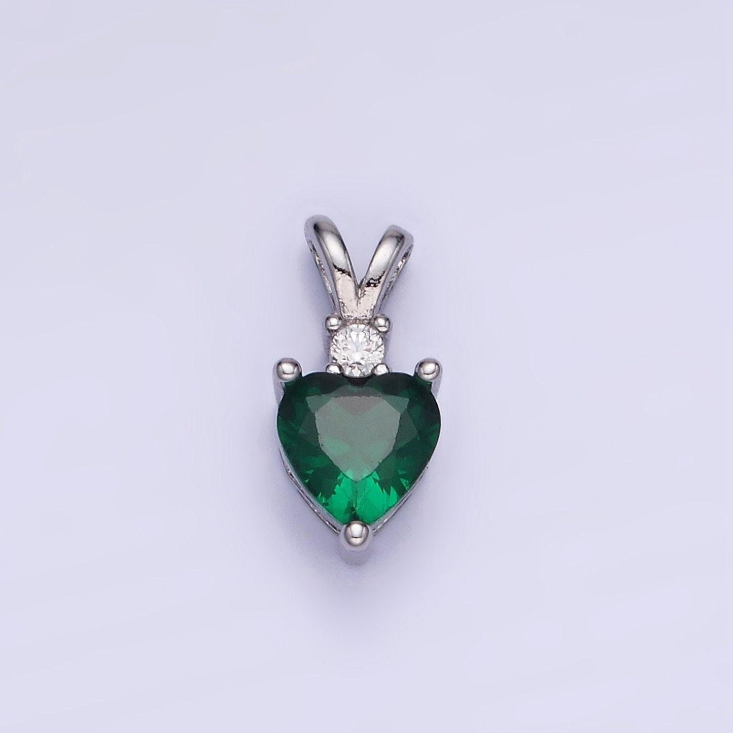 14k gold filled cz heart birthstone double bail pendant in gold & silver | aa-1219 - aa-1230