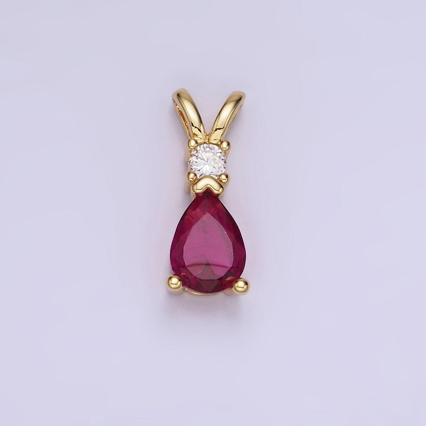 14k gold filled cz teardrop birthstone double bail pendant in gold & silver | aa1207 - aa1218