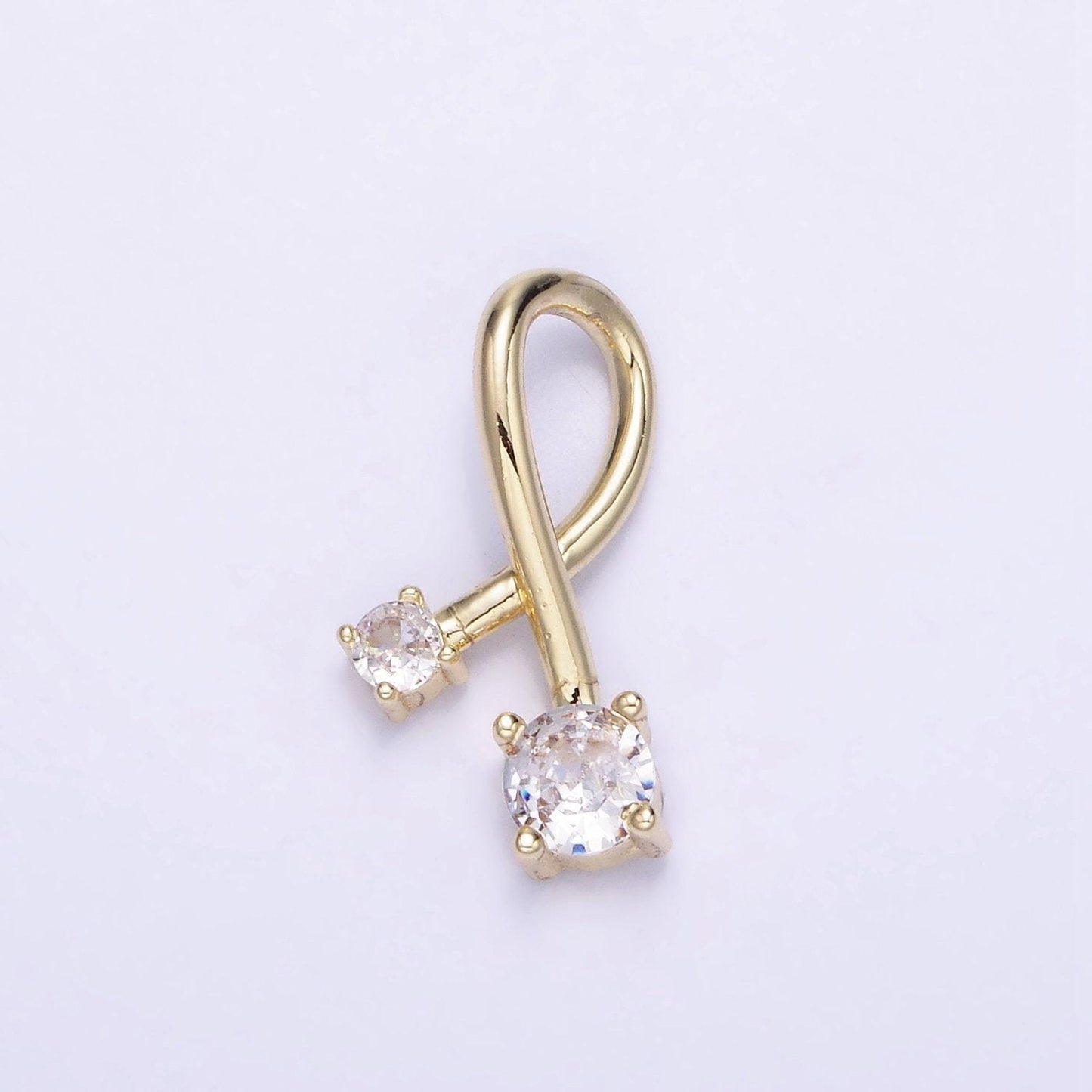 14k gold filled double cz twirl band charm | aa-1202