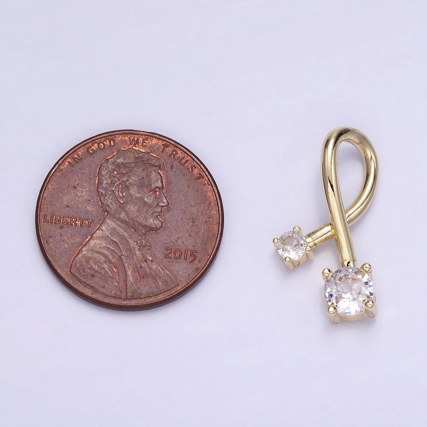 14k gold filled double cz twirl band charm | aa-1202