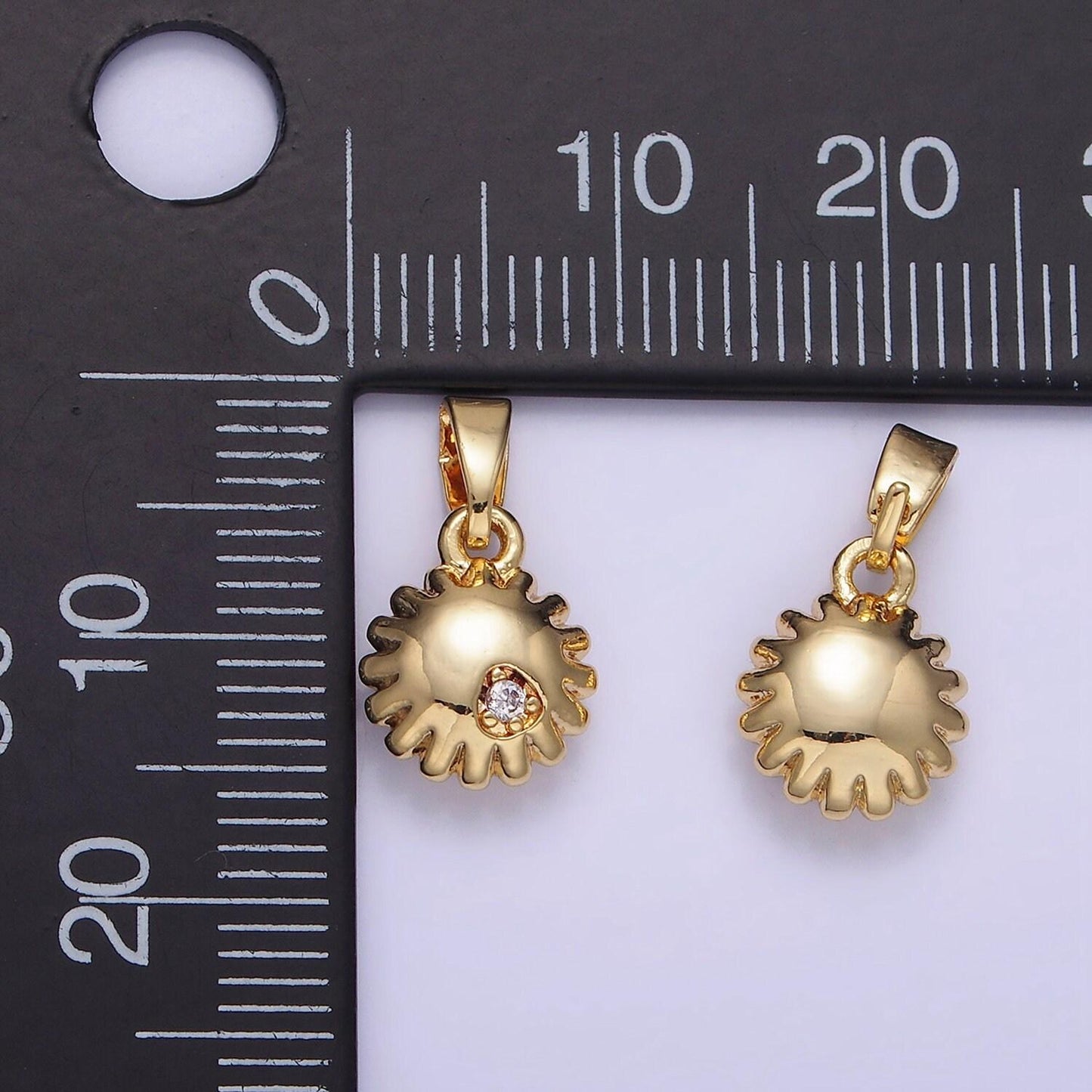 14k gold filled cz celestial sun puffed mini pendant | aa-1176