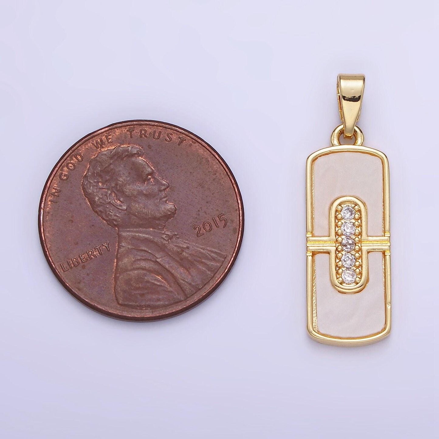 14k gold filled micro paved cz shell pearl tag pendant in gold & silver | aa-1165