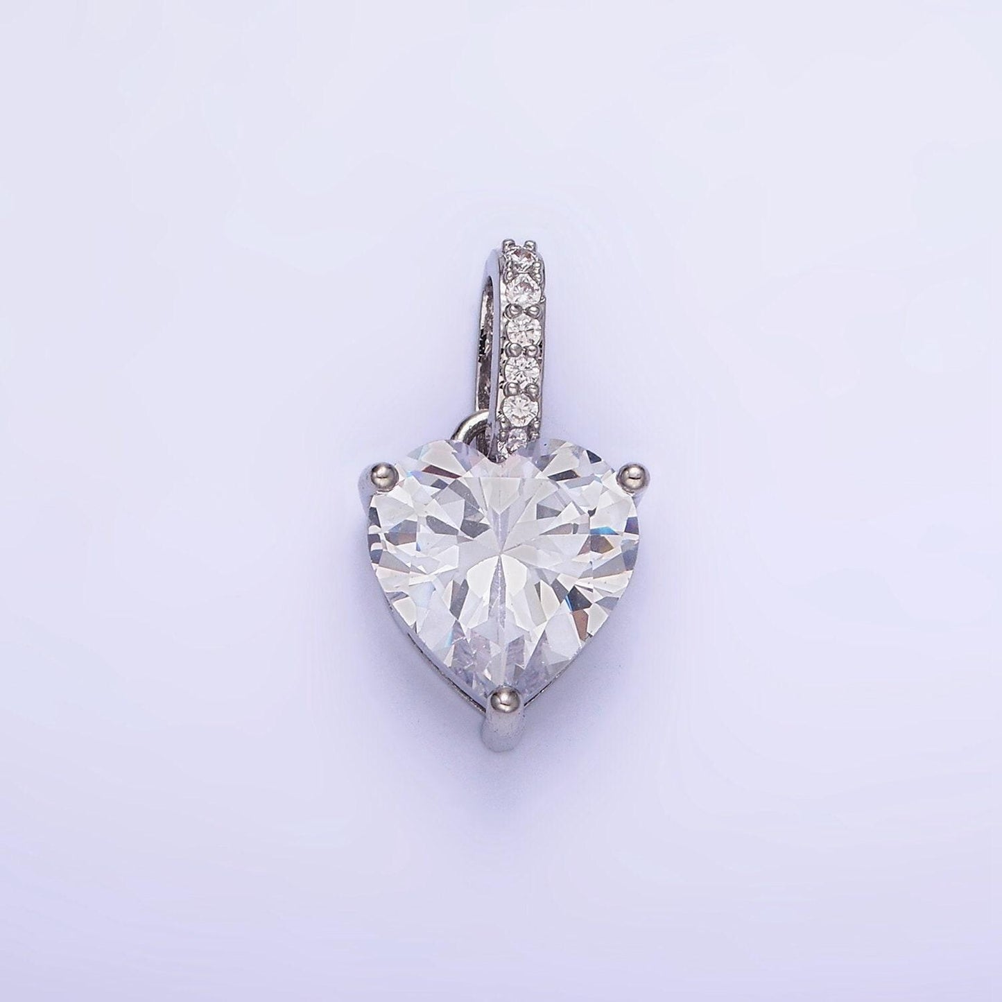 14k gold filled clear cz heart micro paved bail pendant in gold & silver | aa-1161