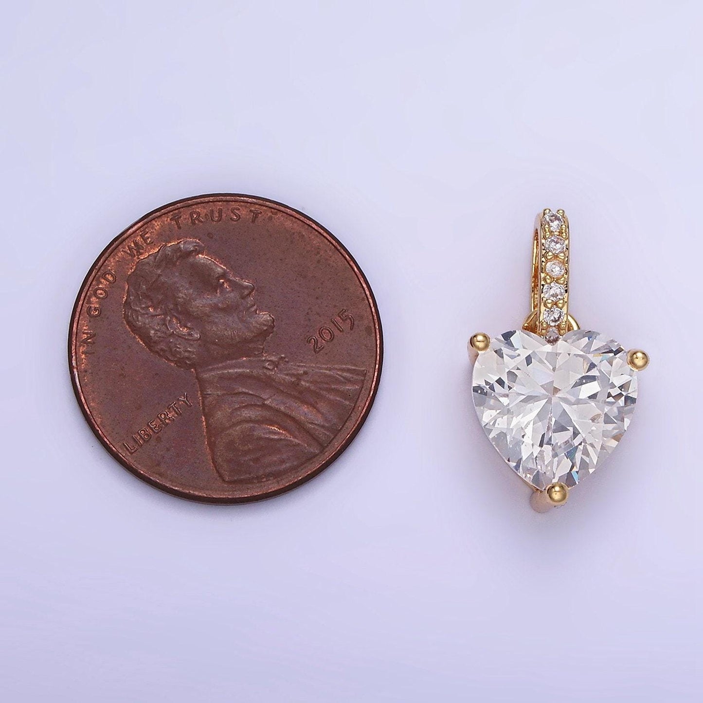 14k gold filled clear cz heart micro paved bail pendant in gold & silver | aa-1161