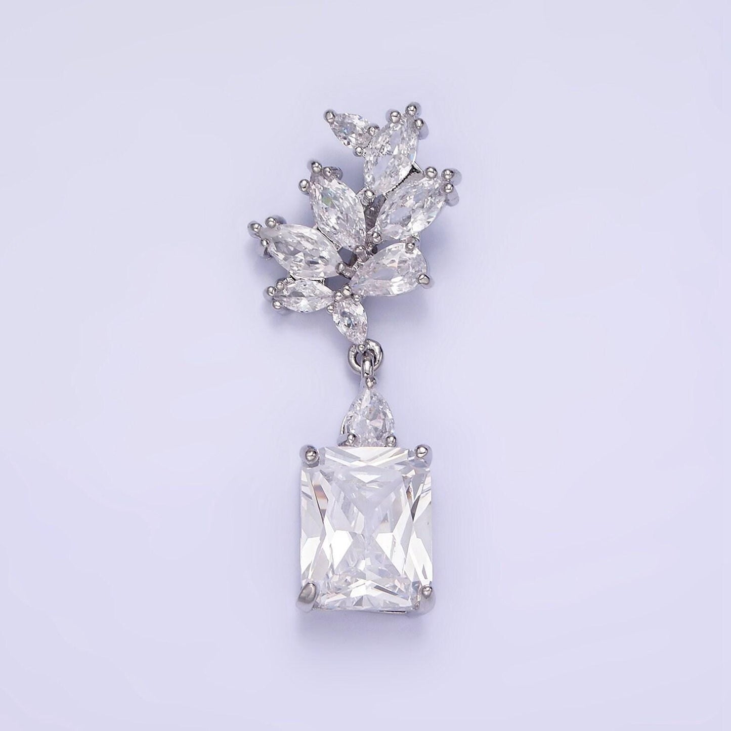 14k gold filled clear baguette drop marquise bail pendant in gold & silver | aa-1157