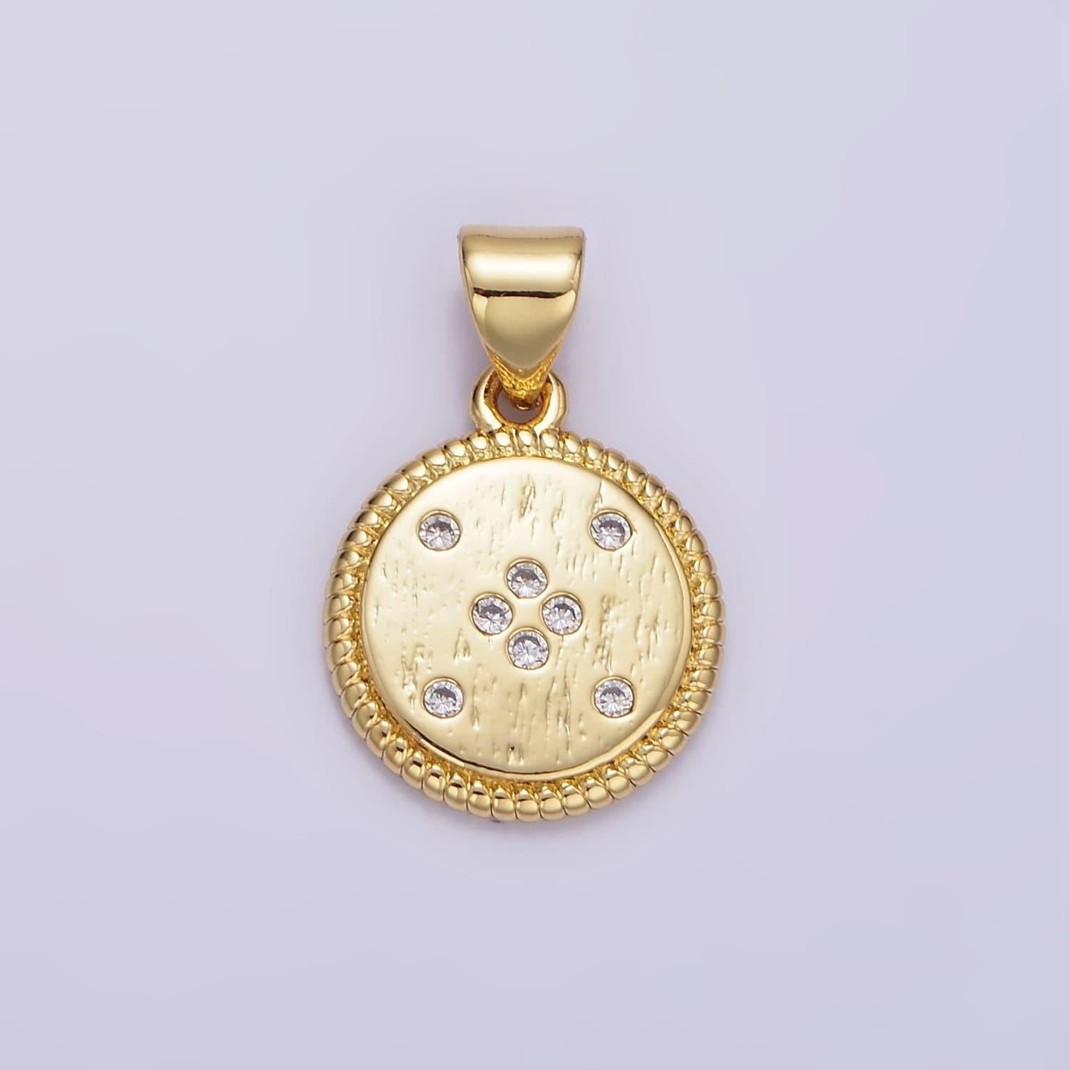 14k gold filled cz dotted round twisted bezel pendant in gold & silver cubic zirconia bubble charm | aa1152