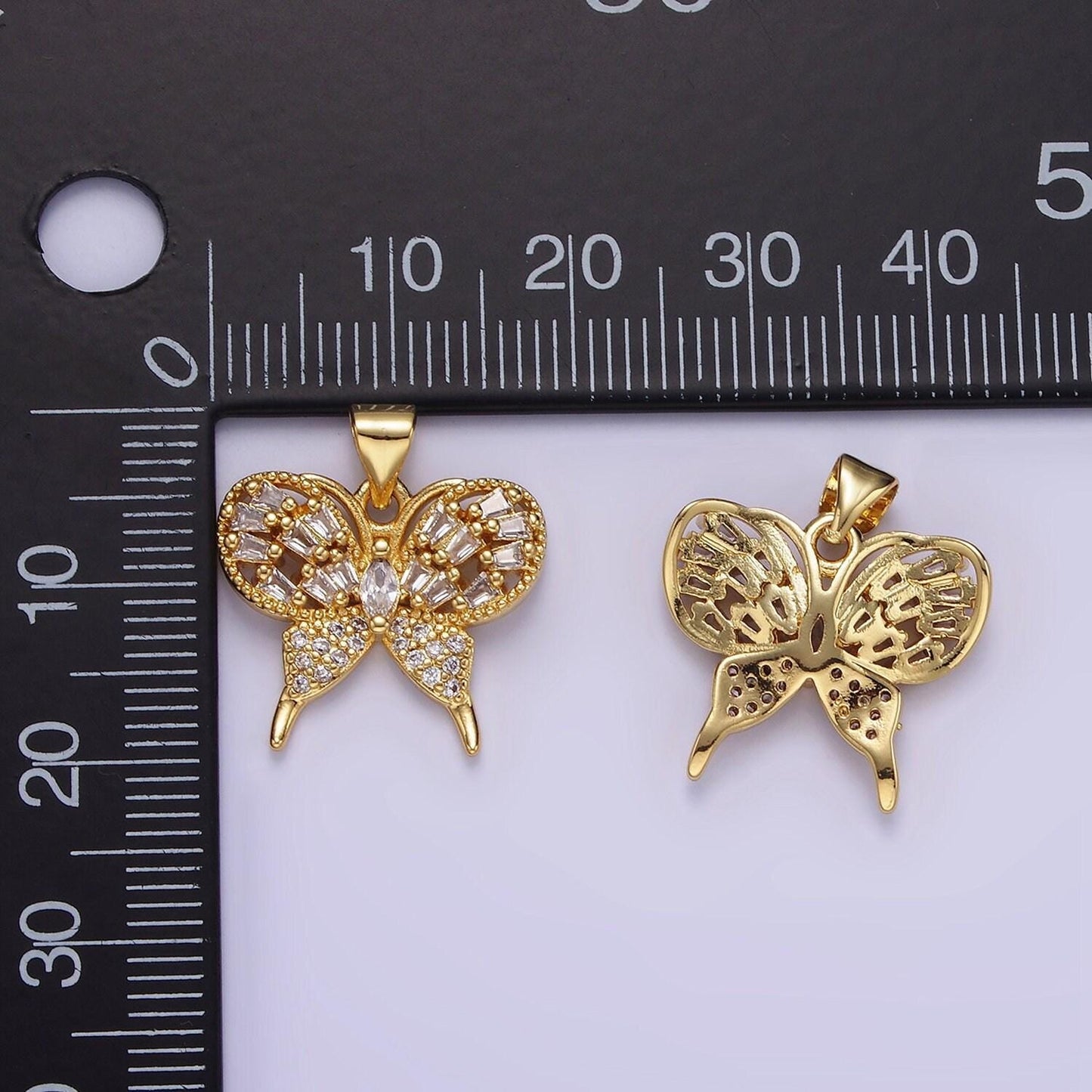 14k gold filled cz round butterfly 18mm | aa-1146