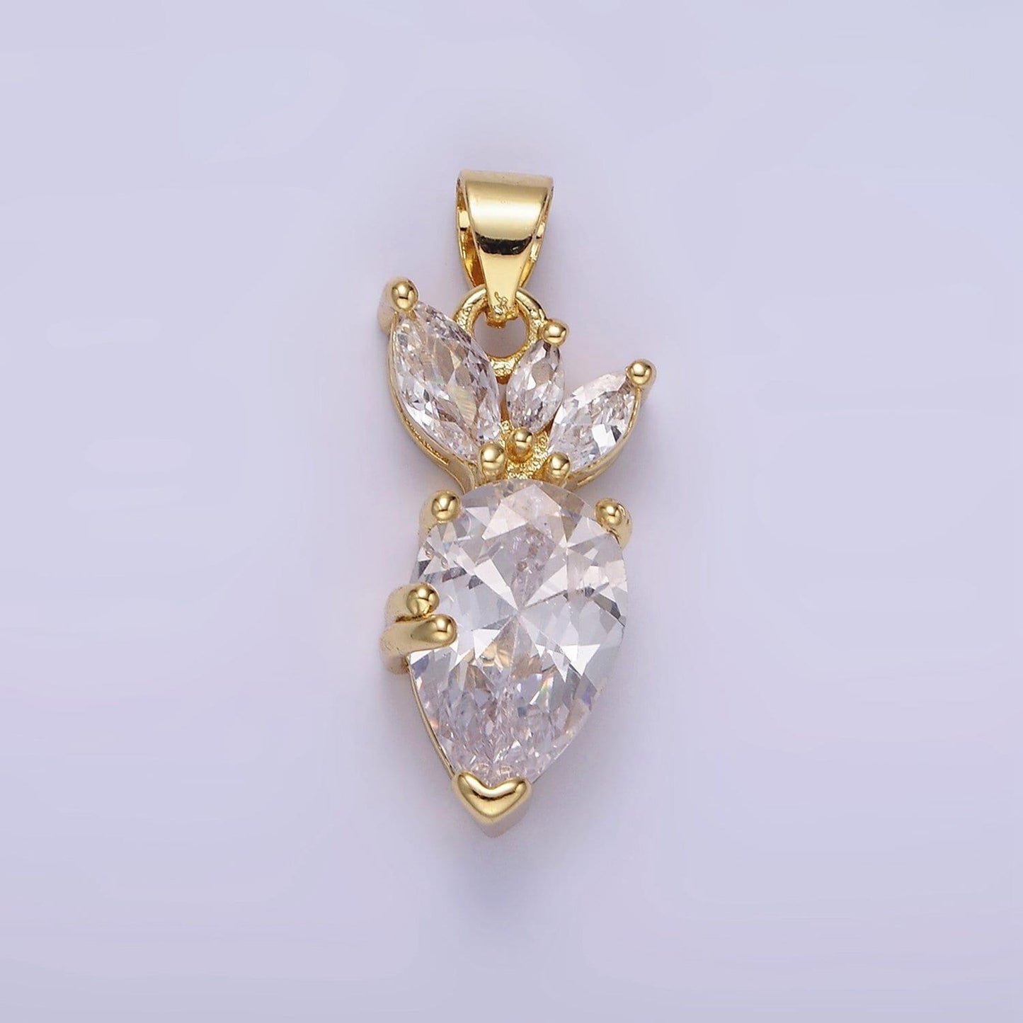 14k gold filled clear, pink, purple cz carrot vegetable pendant | aa-1138 / aa-1139