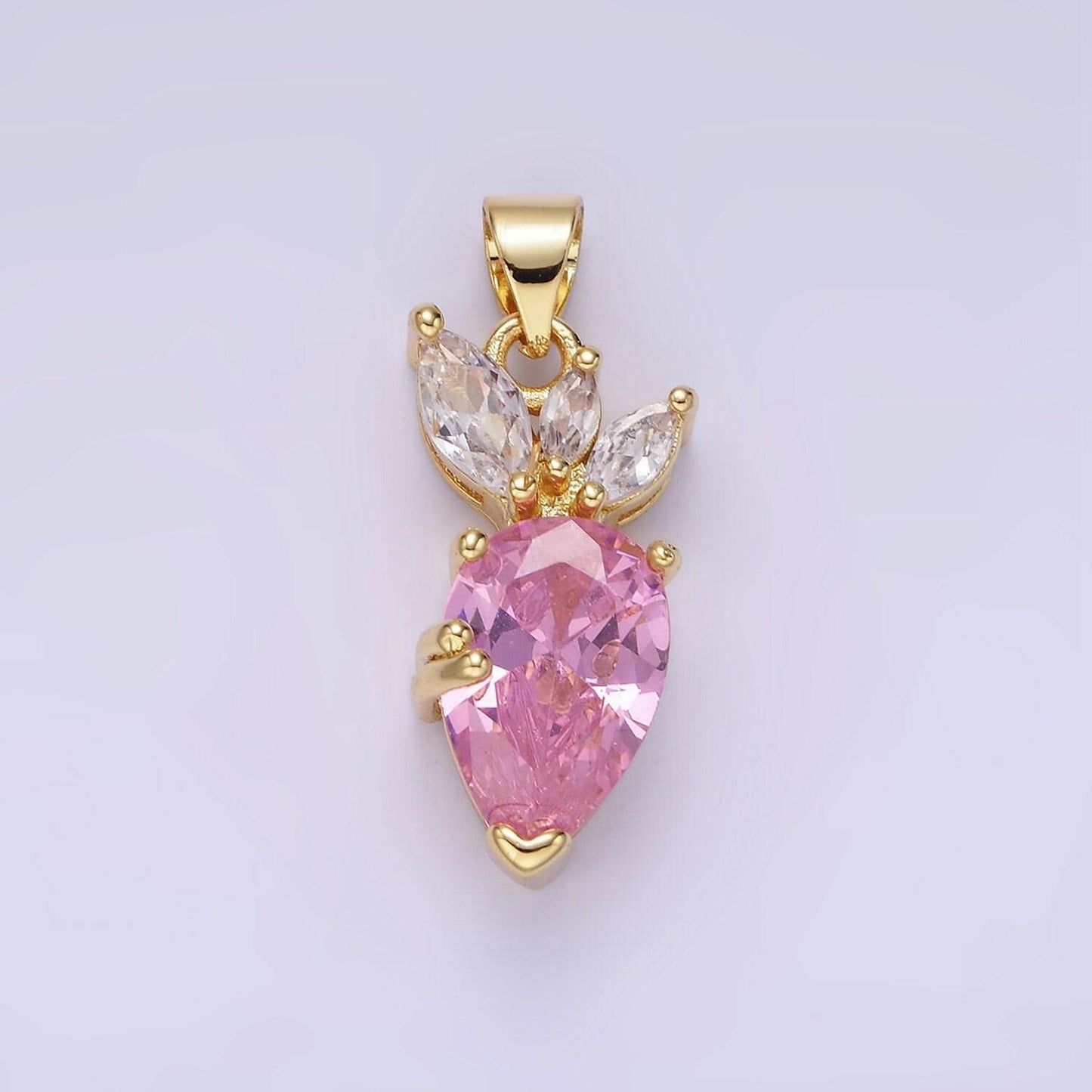 14k gold filled clear, pink, purple cz carrot vegetable pendant | aa-1138 / aa-1139