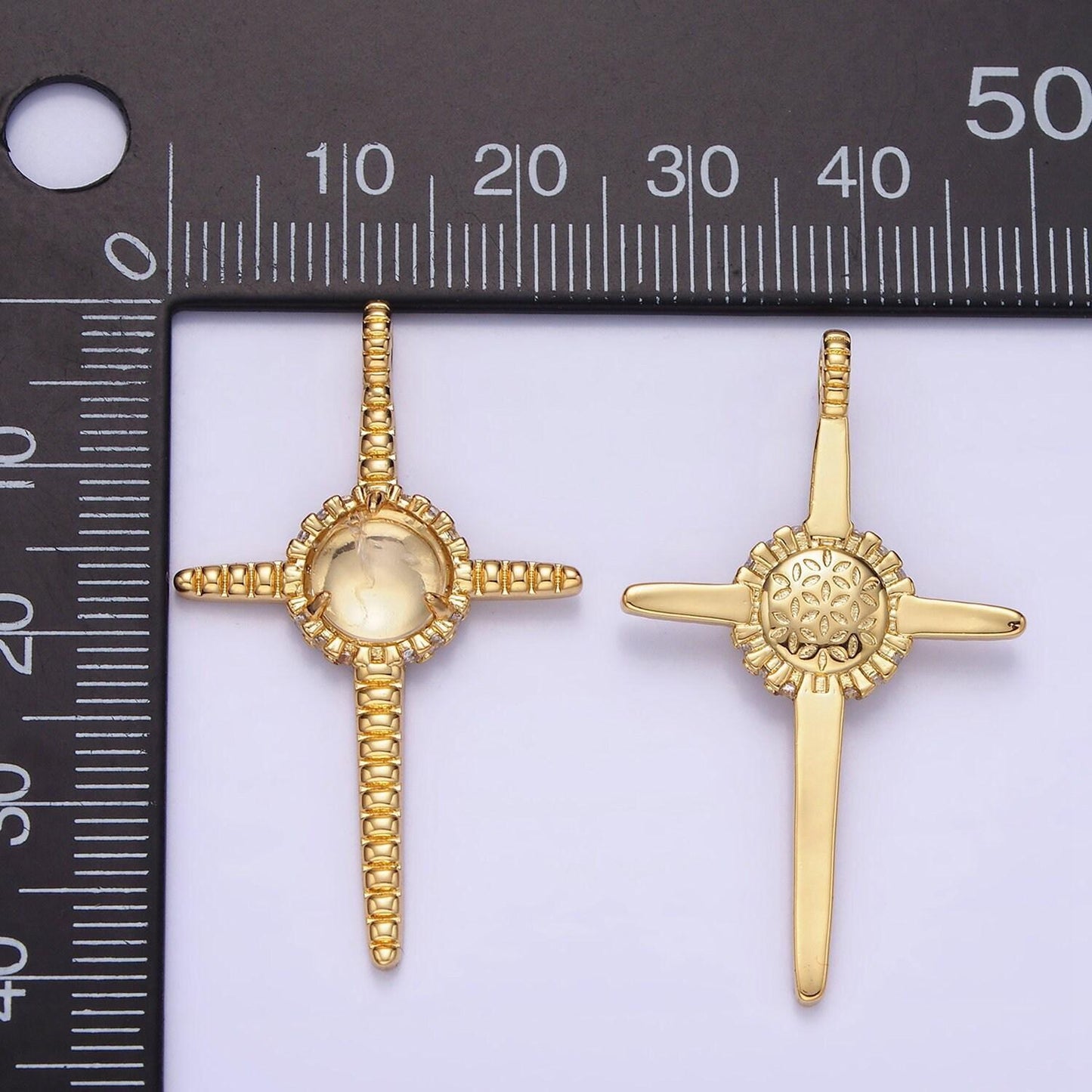 14k gold filled cross with open space pendant 39mm | aa-1132