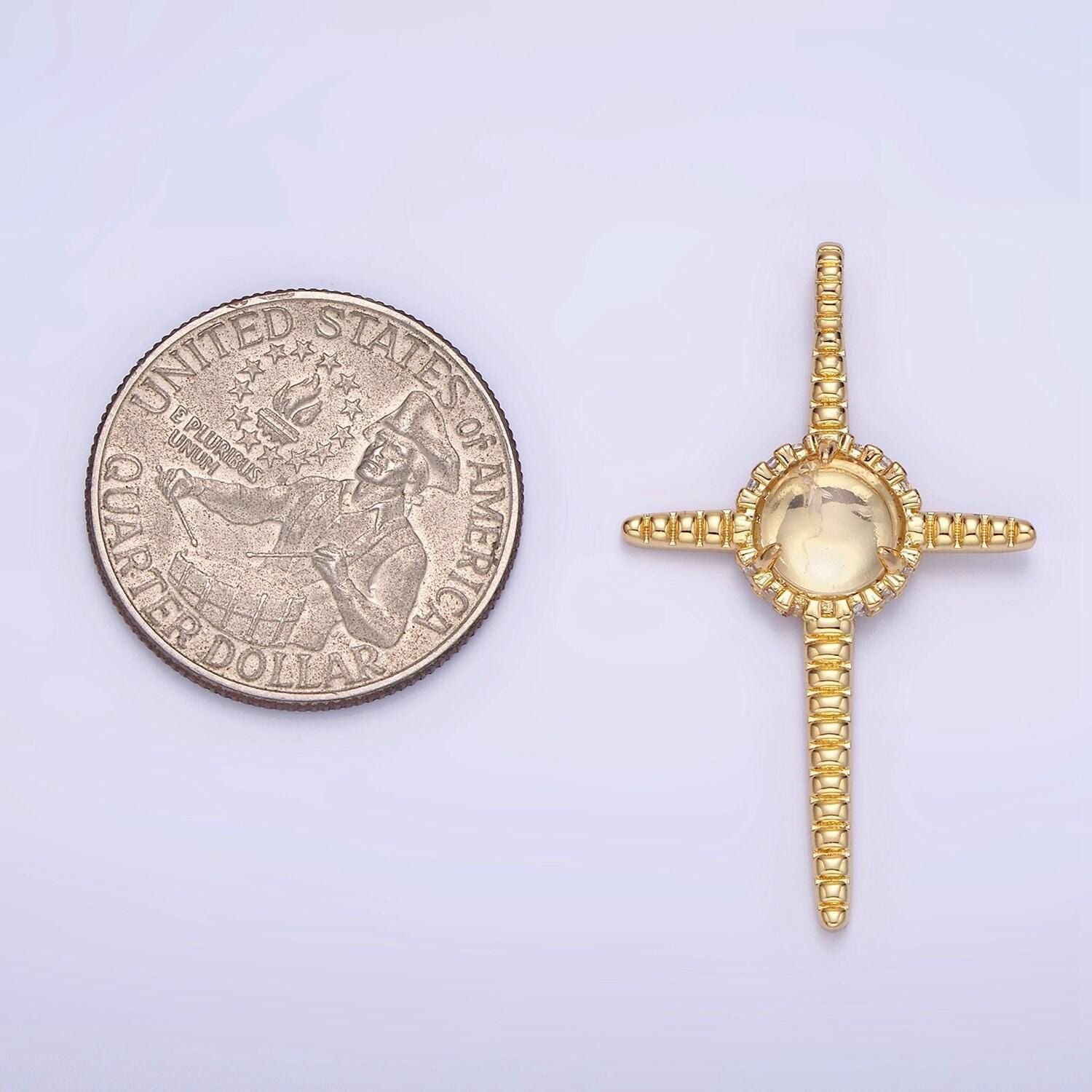 14k gold filled cross with open space pendant 39mm | aa-1132