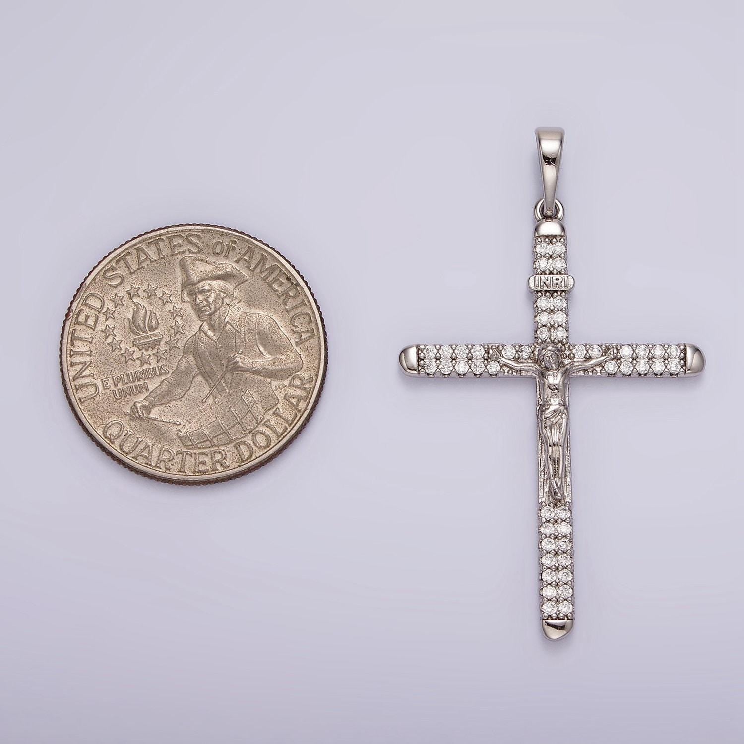 Silver cross pendant crucifix charm jesus on the cross for religious jewelry making aa-1123