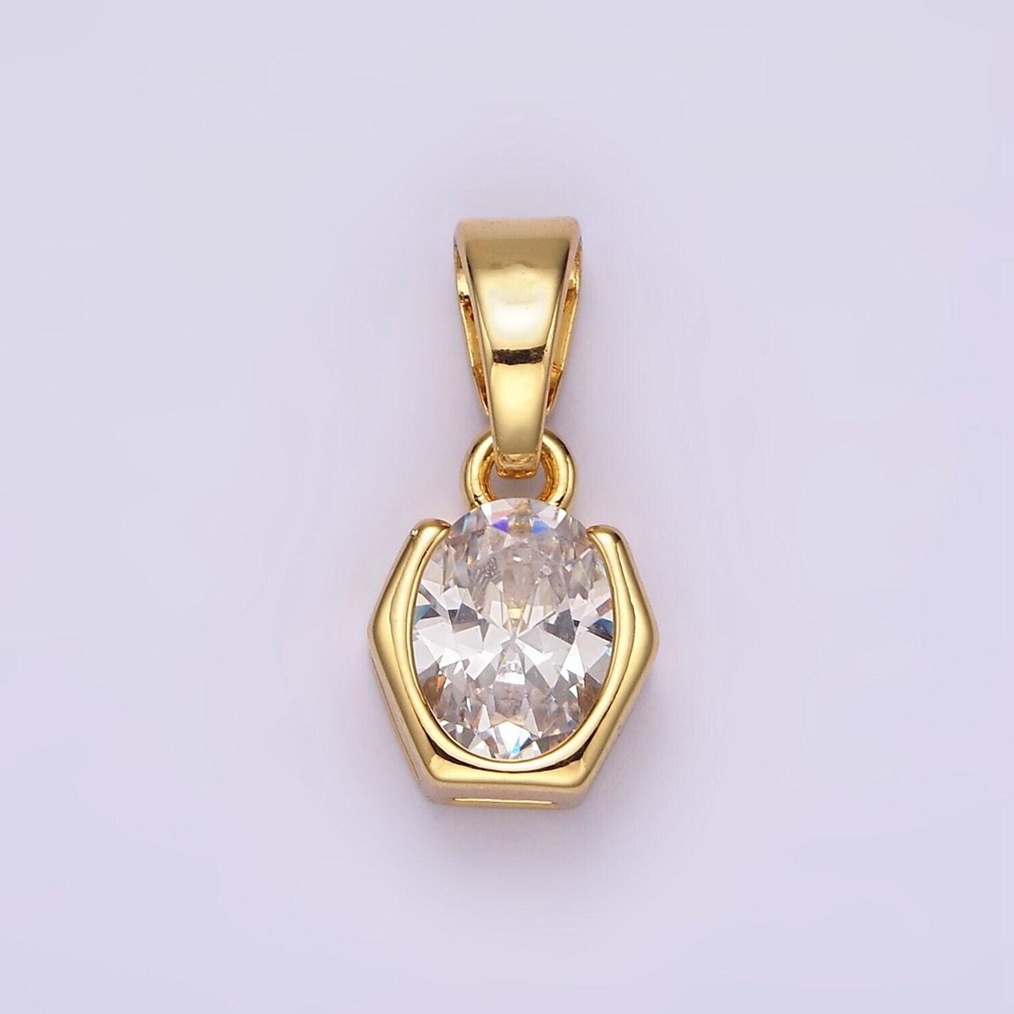 Soft hexagon shape pendant, cz charm add-on charm | aa-1105