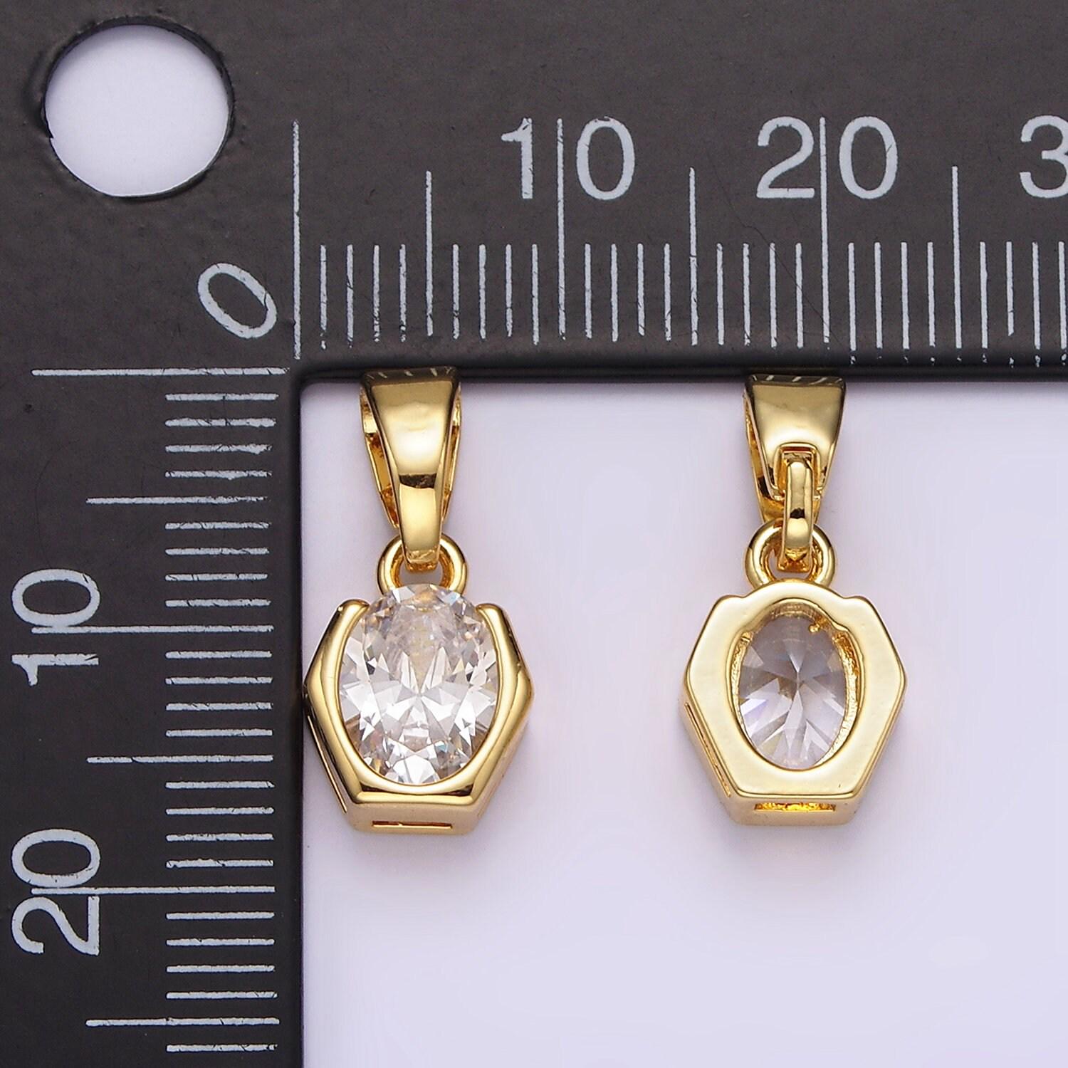 Soft hexagon shape pendant, cz charm add-on charm | aa-1105