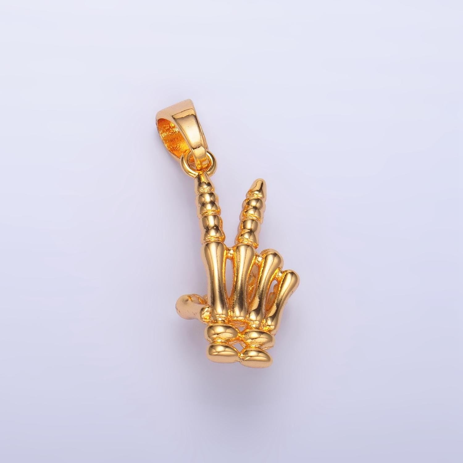 Dainty bone skeleton peace finger charm gold hand gesture charm skull pendant for bracelet necklace earring supply component aa1001