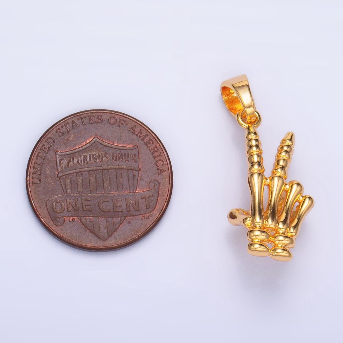 Dainty bone skeleton peace finger charm gold hand gesture charm skull pendant for bracelet necklace earring supply component aa1001