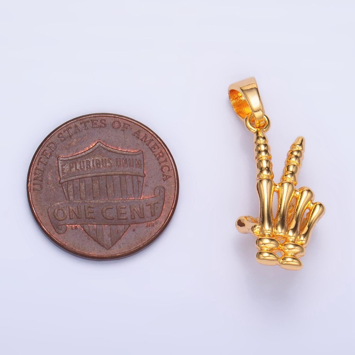 Dainty bone skeleton peace finger charm gold hand gesture charm skull pendant for bracelet necklace earring supply component aa1001