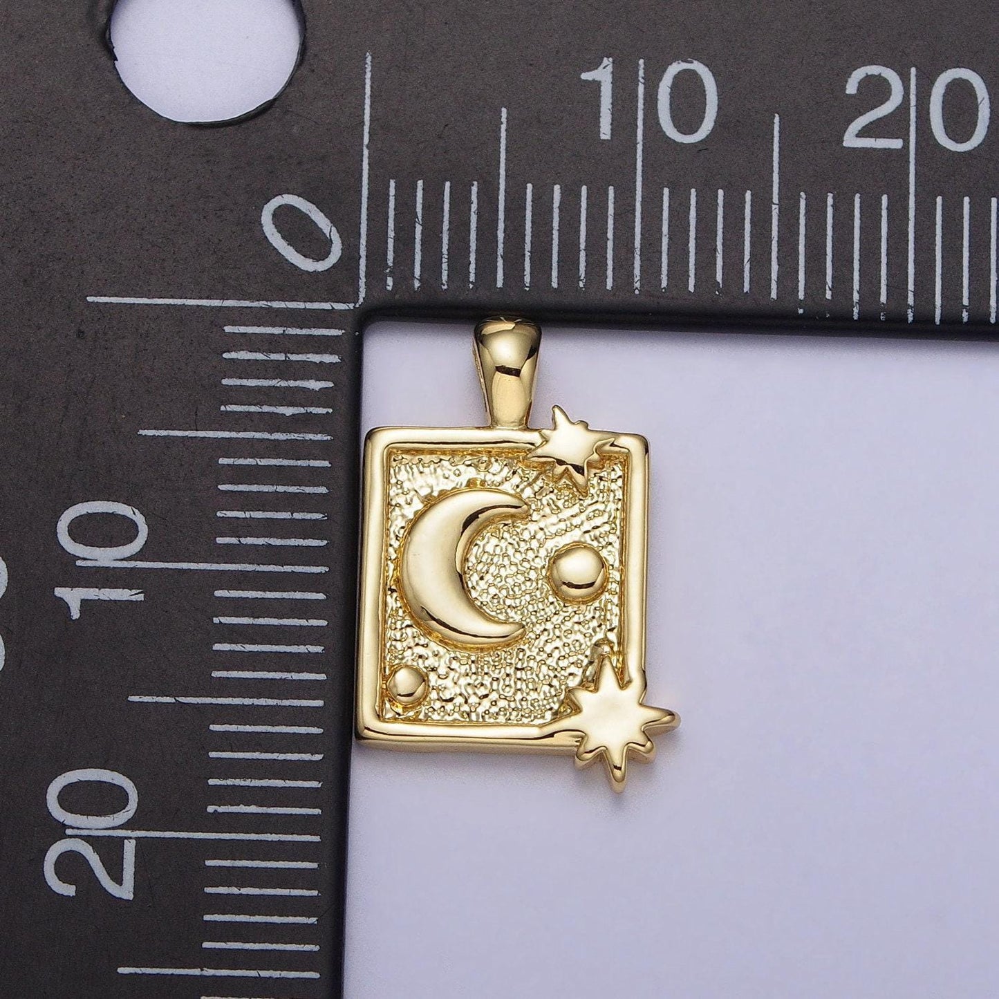 Mini crescent moon charm dangle charm celestial pendant minimalist jewelry inspired gold tag moon charm aa090