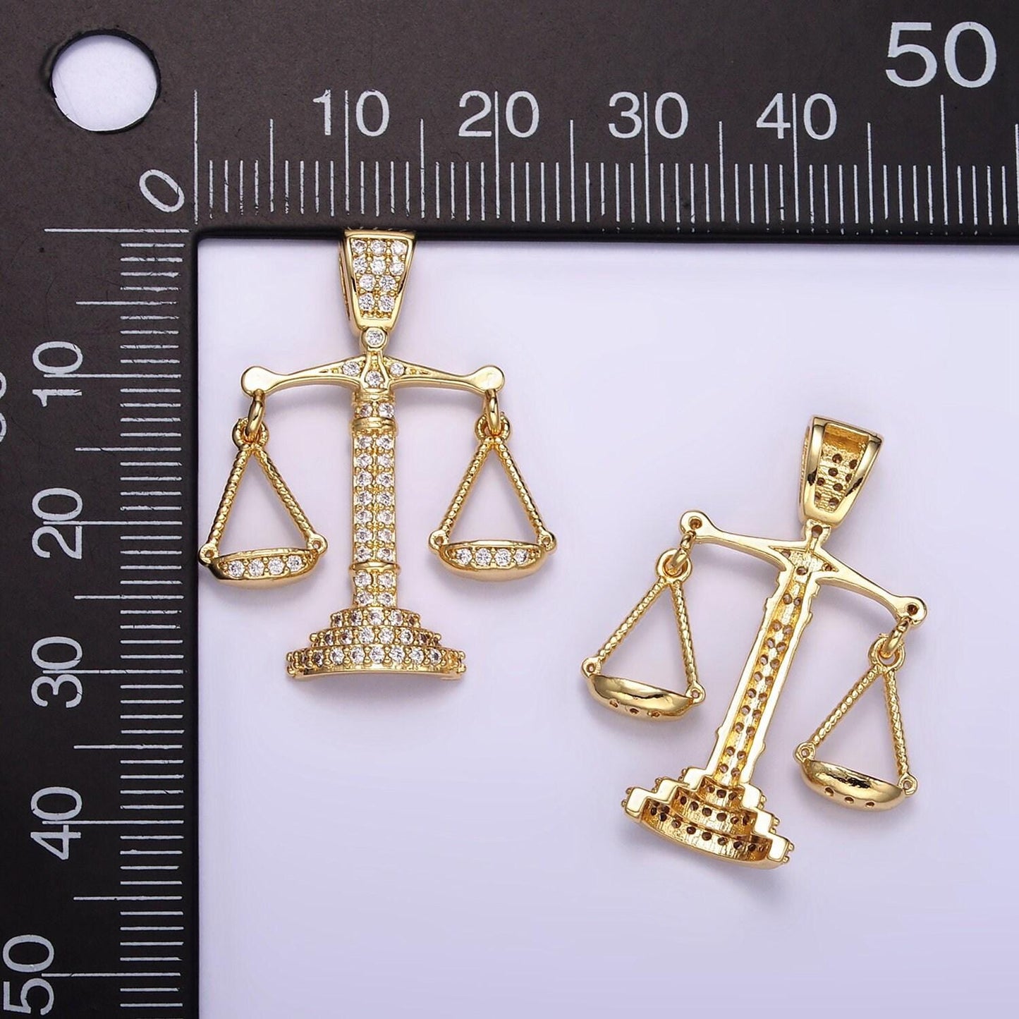 18k gold the scale of justice, zodiac sign charm, dainty libra scales sign astrology pendant charm for necklace earring supply aa071