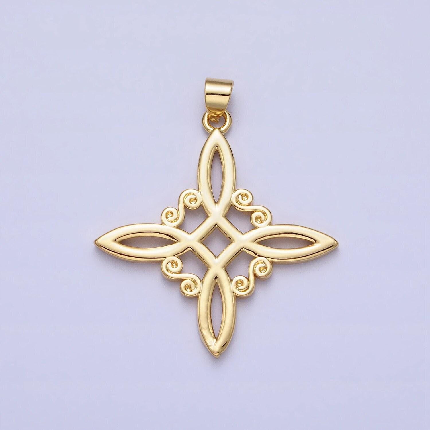 Dainty slim gold celtic irish scottish knot pendant charm eternity love pendant symbol pattern geometric jewelry aa048