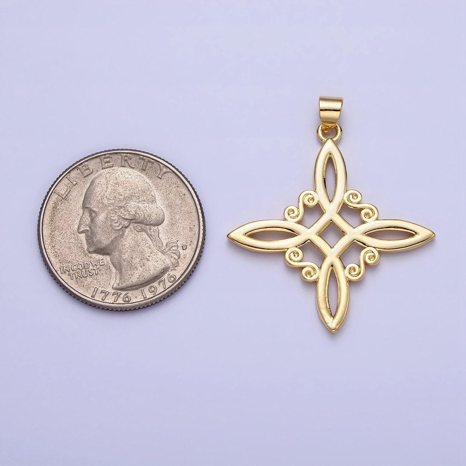 Dainty slim gold celtic irish scottish knot pendant charm eternity love pendant symbol pattern geometric jewelry aa048
