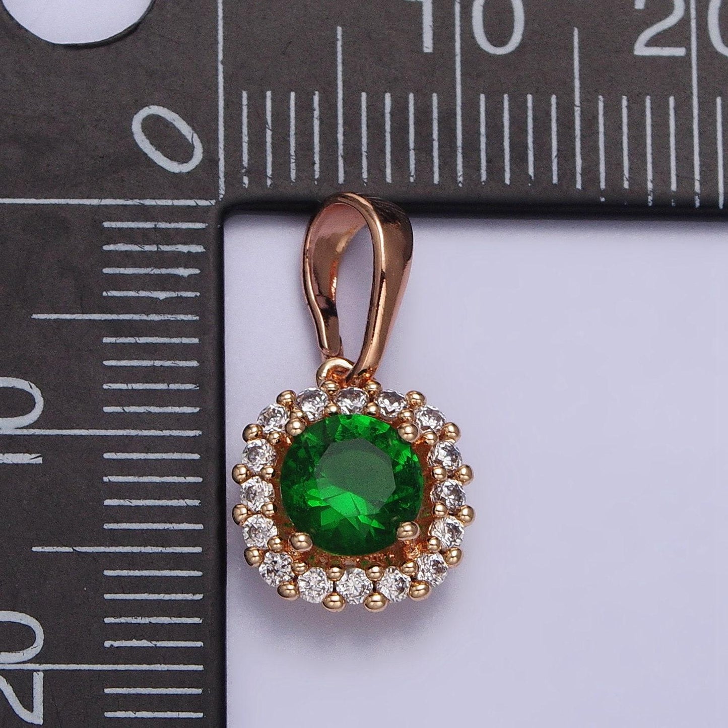 18k gold filled emerald green cz clear micro paved square pinky gold pendant for dangle charm | aa029
