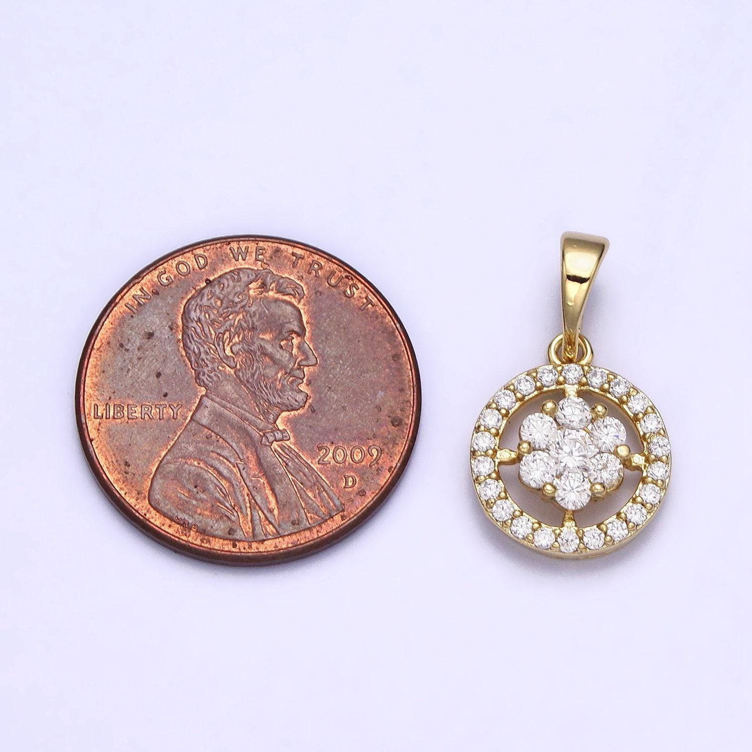 Green, blue, pink, clear round disc charm, 14k gold filled cz micro pave disc pendant, cubic zirconia, small disc pendant 19.6x11.2mm aa042