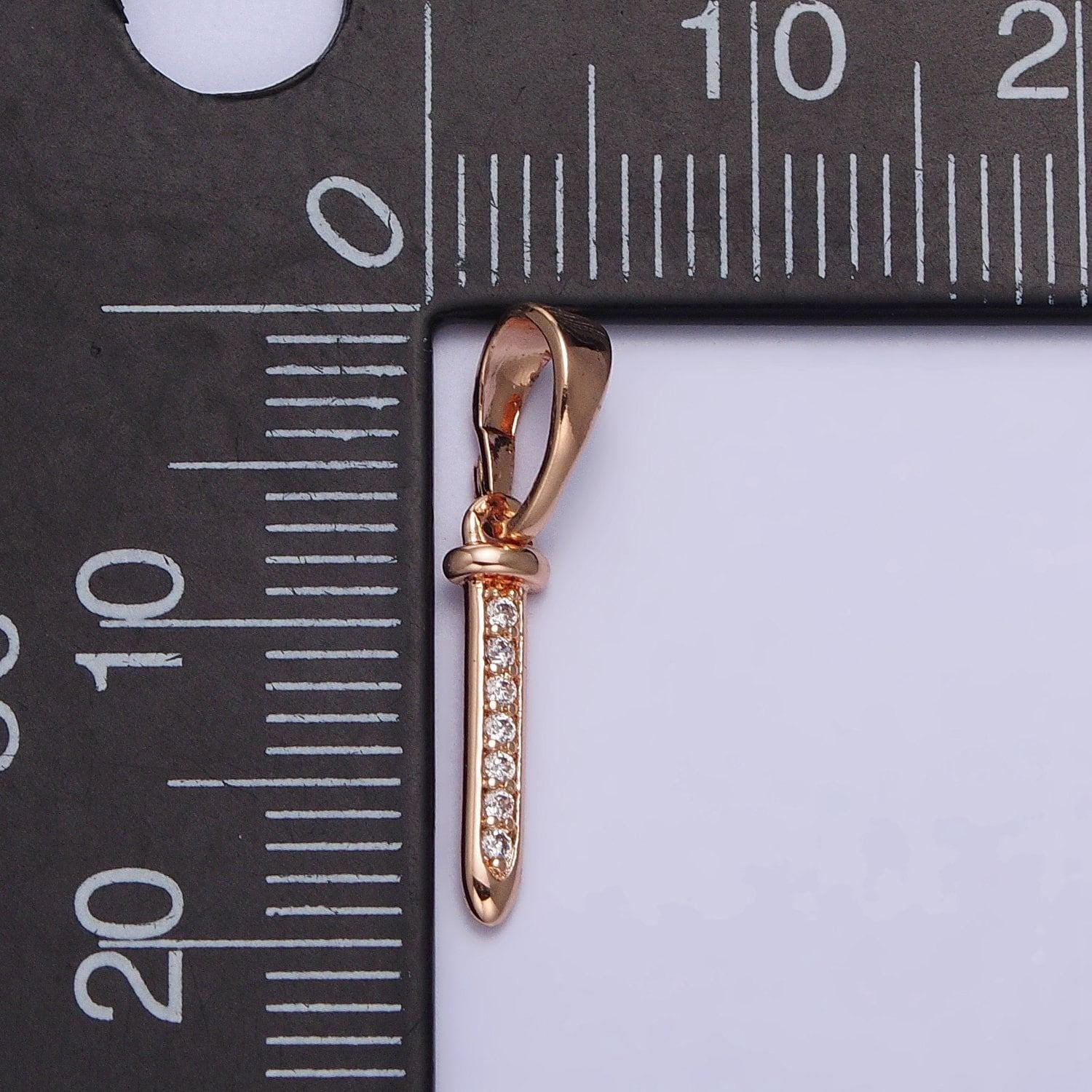 18k gold filled nail charm pendant micro pave pinky gold nail pendant dainty charm aa-027