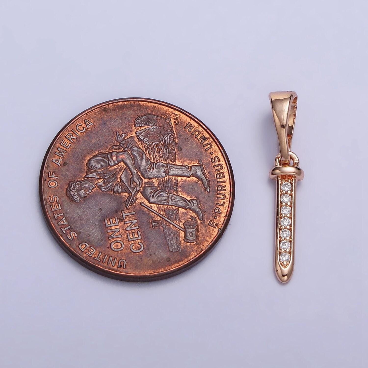 18k gold filled nail charm pendant micro pave pinky gold nail pendant dainty charm aa-027