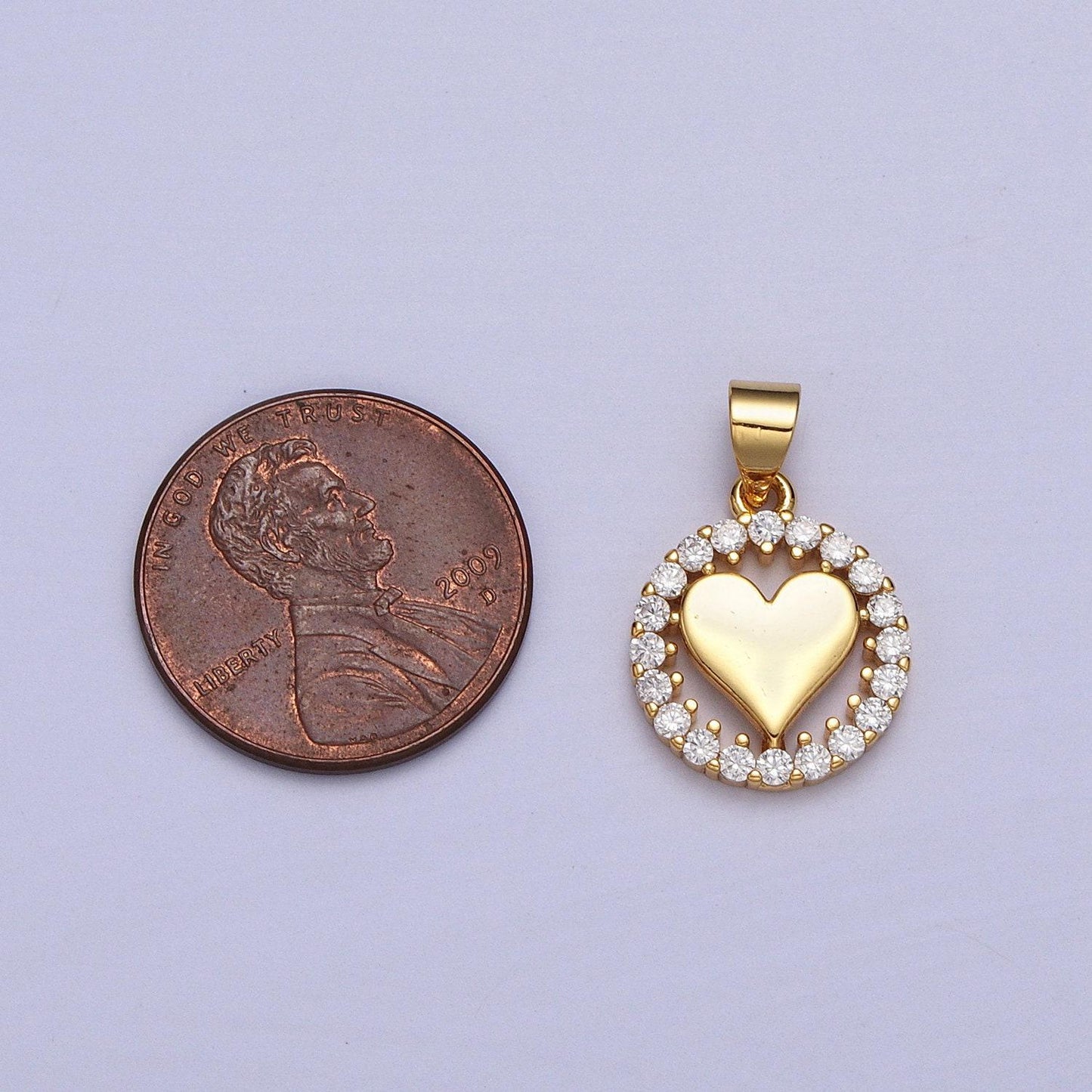 Dainty gold heart charm cubic coin medallion pendant charm for bracelet necklace minimalist jewelry making craft supplies aa-007