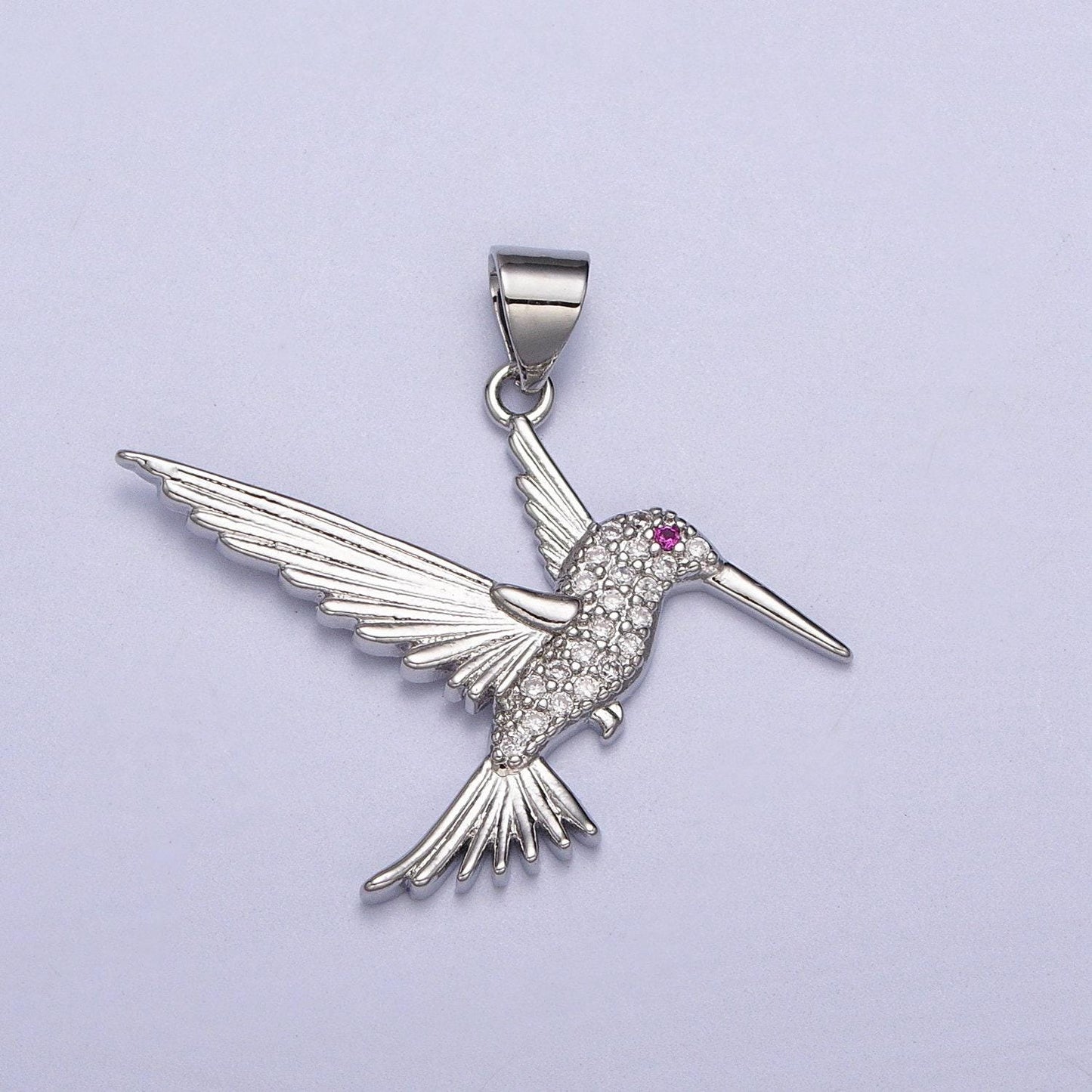 Dainty gold hummingbird charm, clear cz micro pave silver bird pendant for bracelet necklace earrings jewelry making supply aa-001