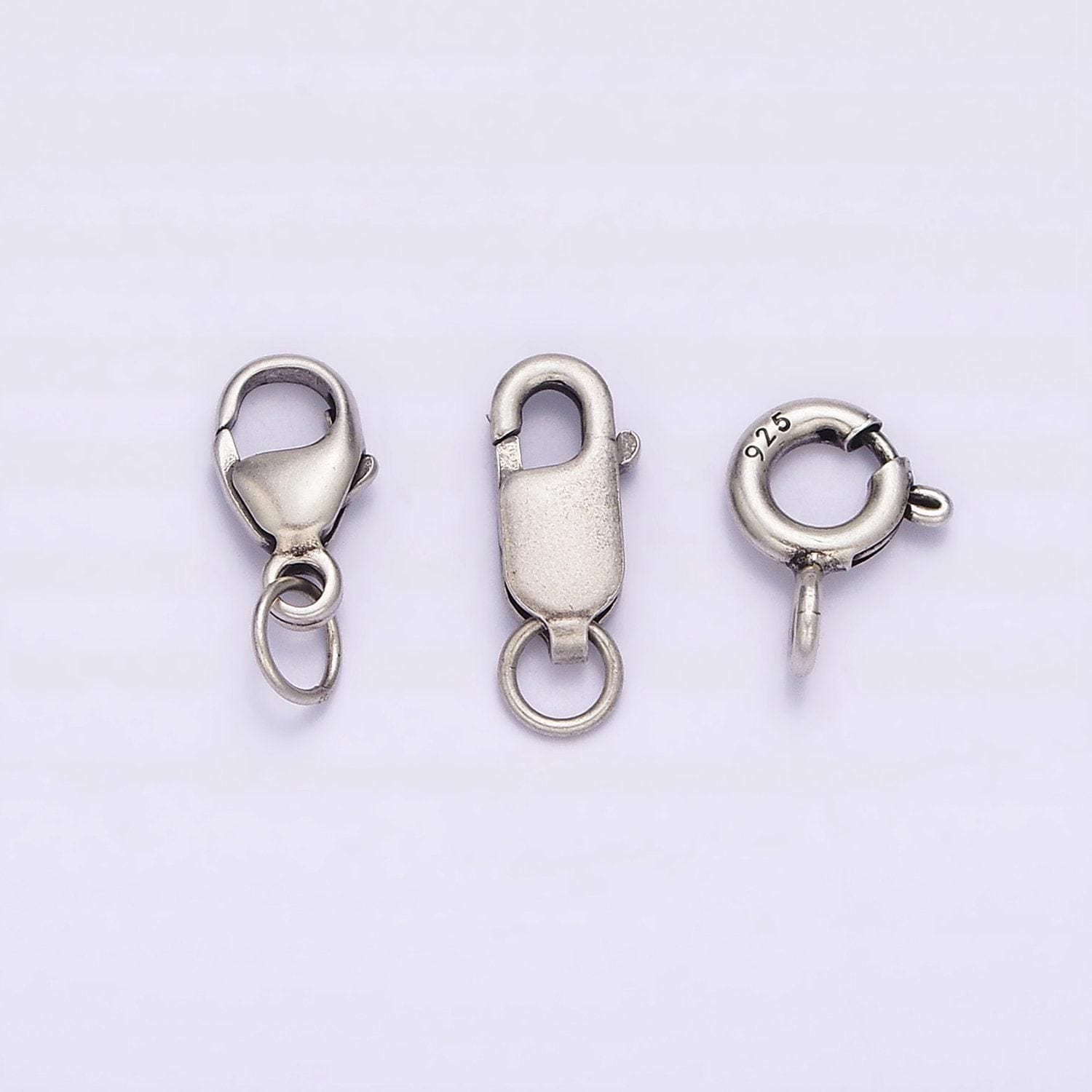 1x 925 sterling silver lobster clasp end clasp supply for jewelry making oxidized silver antique looking clasp sl-295 sl-296 sl-297