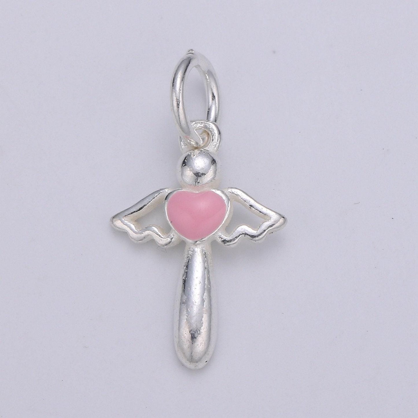 Mini angel wing s925 sterling silver jewelry findings heart pendant kids jewelry enamel love for bracelet earring necklace component