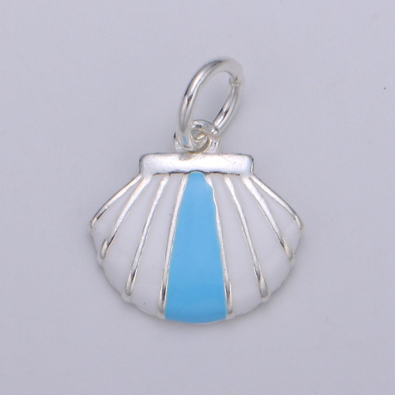 Sterling silver clam necklace pendant s925 silver shell clam charm pendant, silver shell pendant, nautical under the sea jewelry inspired