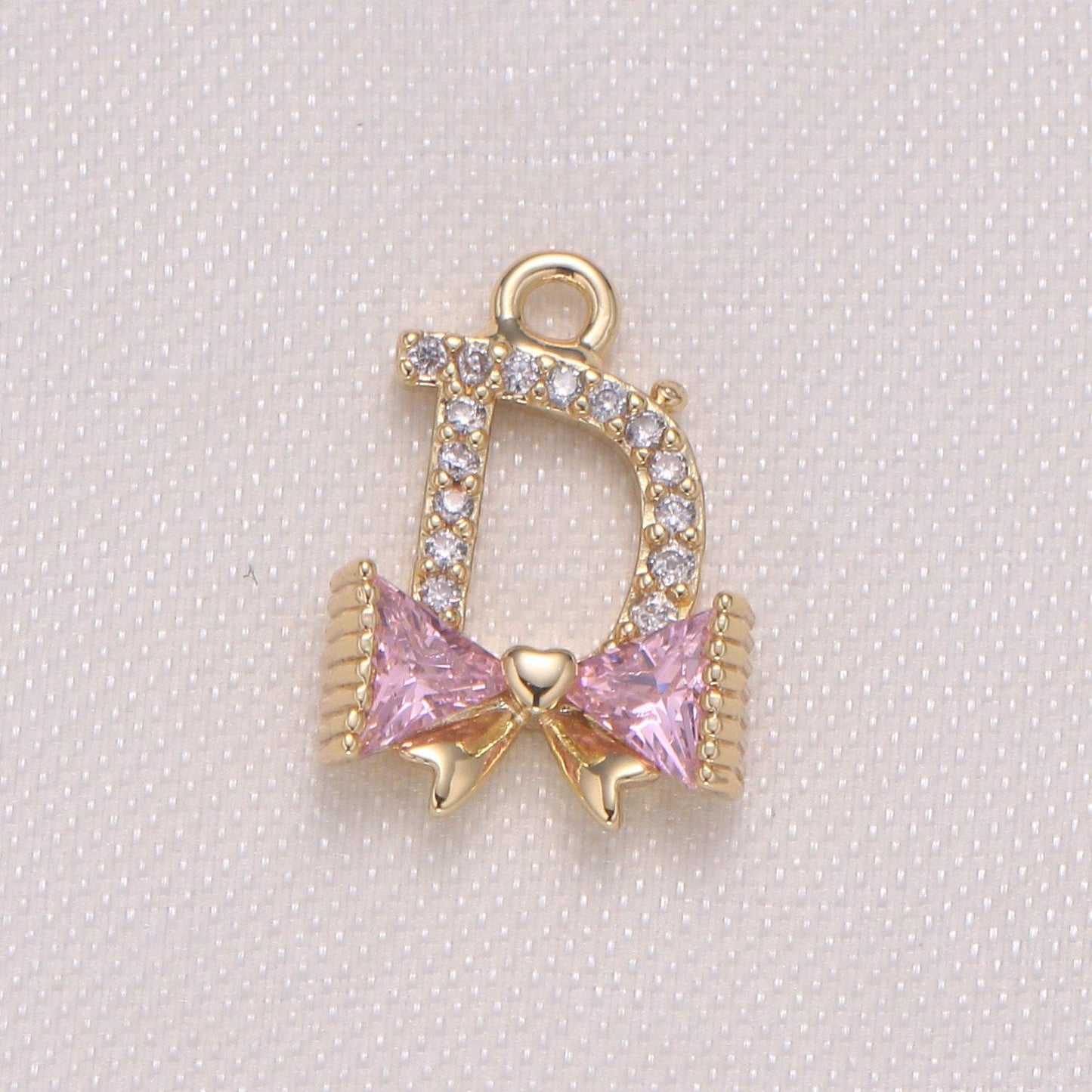 1x mini cubic bow charm, 14k gold plated bow tie pendant, clear micro cz pave bowtie charm, 10x14mm, jewelry findings, -974, -975