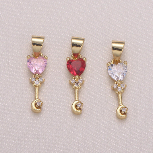 Heart moon star charms dainty celestial charm pendant for diy jewelry making accessaries micro pave crescent moon charm,-407,-588,-917