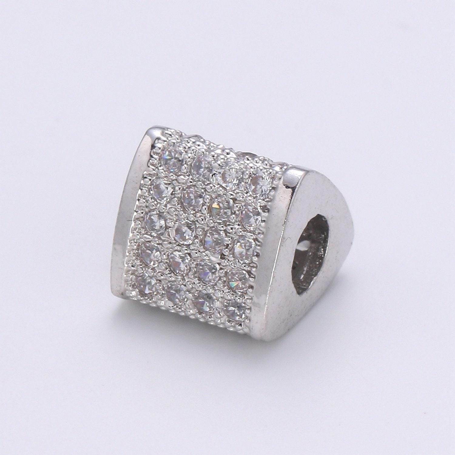 1pc triangle gold cubic pave pattern beads spacer beads, for diy jewelry making european charms beaded bracelet-1060, 1061