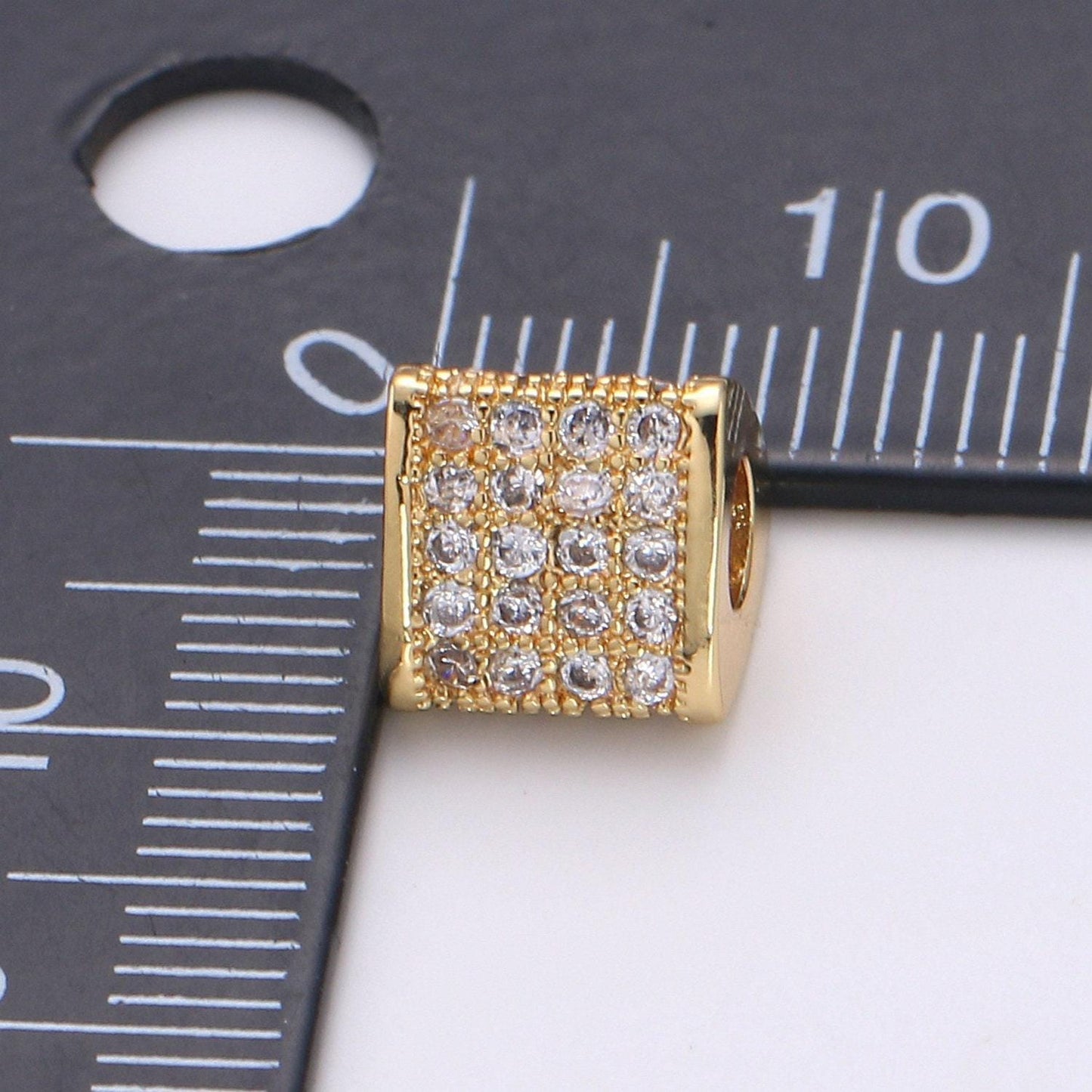 1pc triangle gold cubic pave pattern beads spacer beads, for diy jewelry making european charms beaded bracelet-1060, 1061