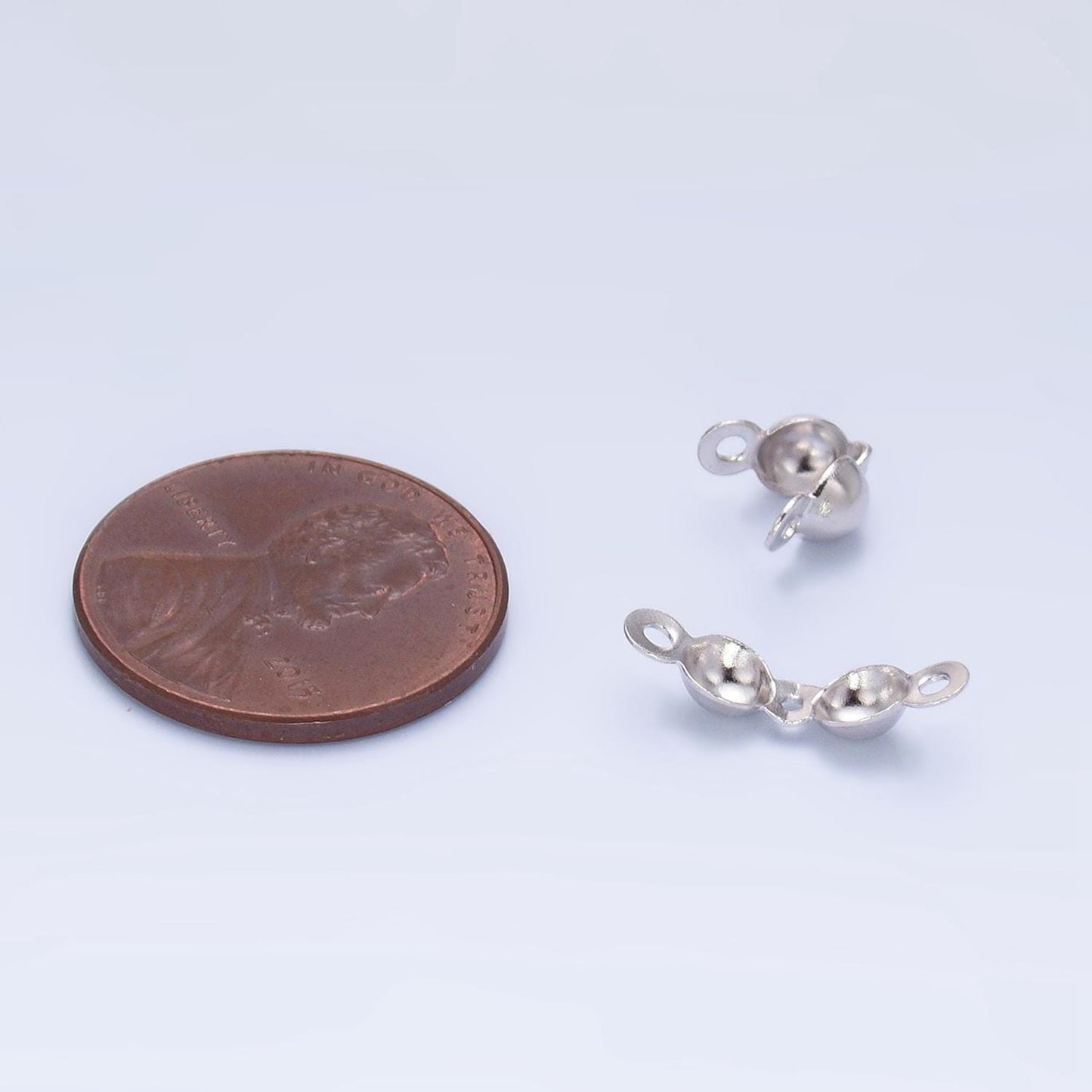 1pc sterling silver clamshell end tip beads 4.0mm diameter, s925 silver ball chain clasps for connector crimp beads | sl-514